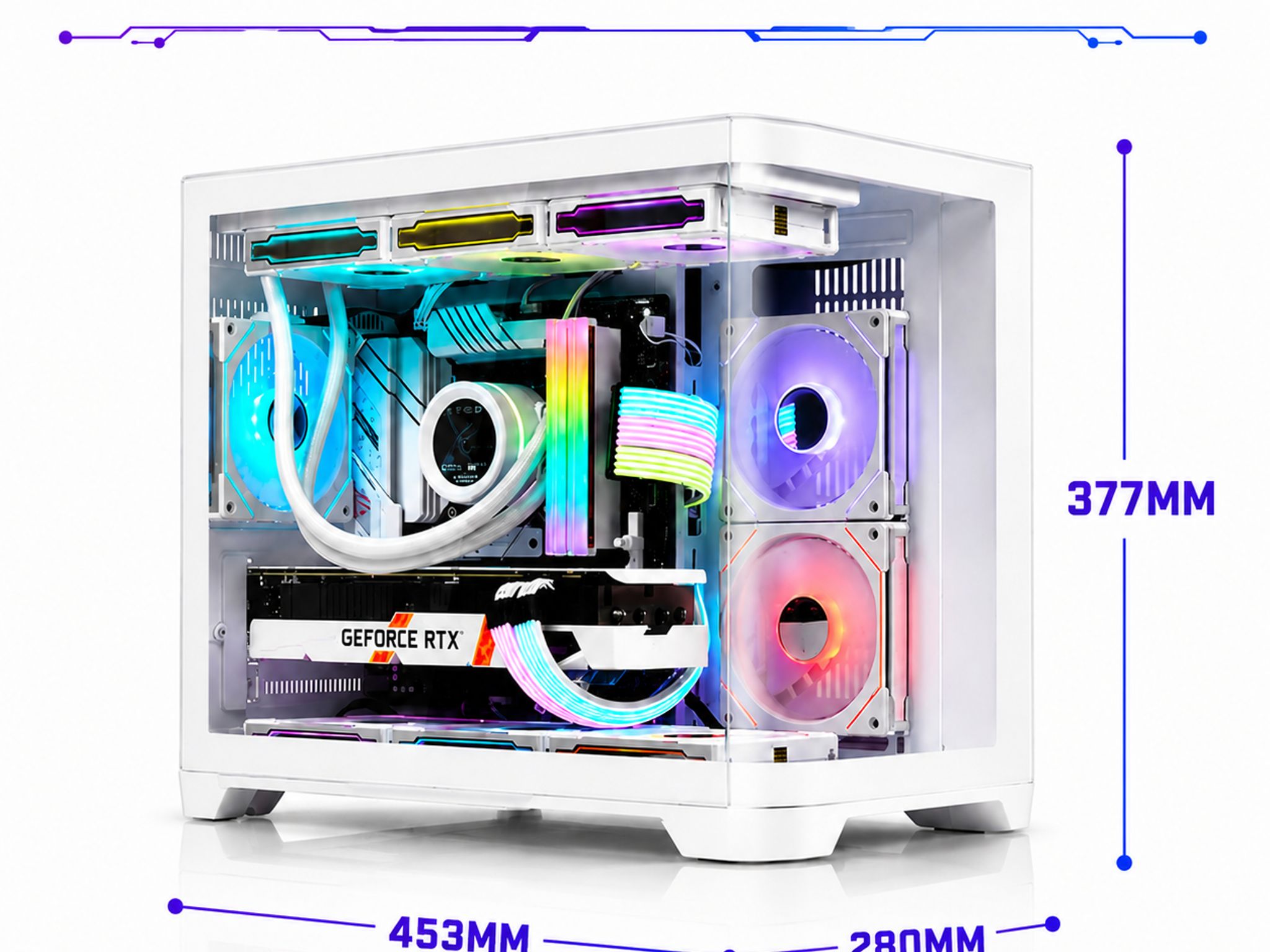 Black Tempered Glass ARGB Fish Tank MATX PC Case