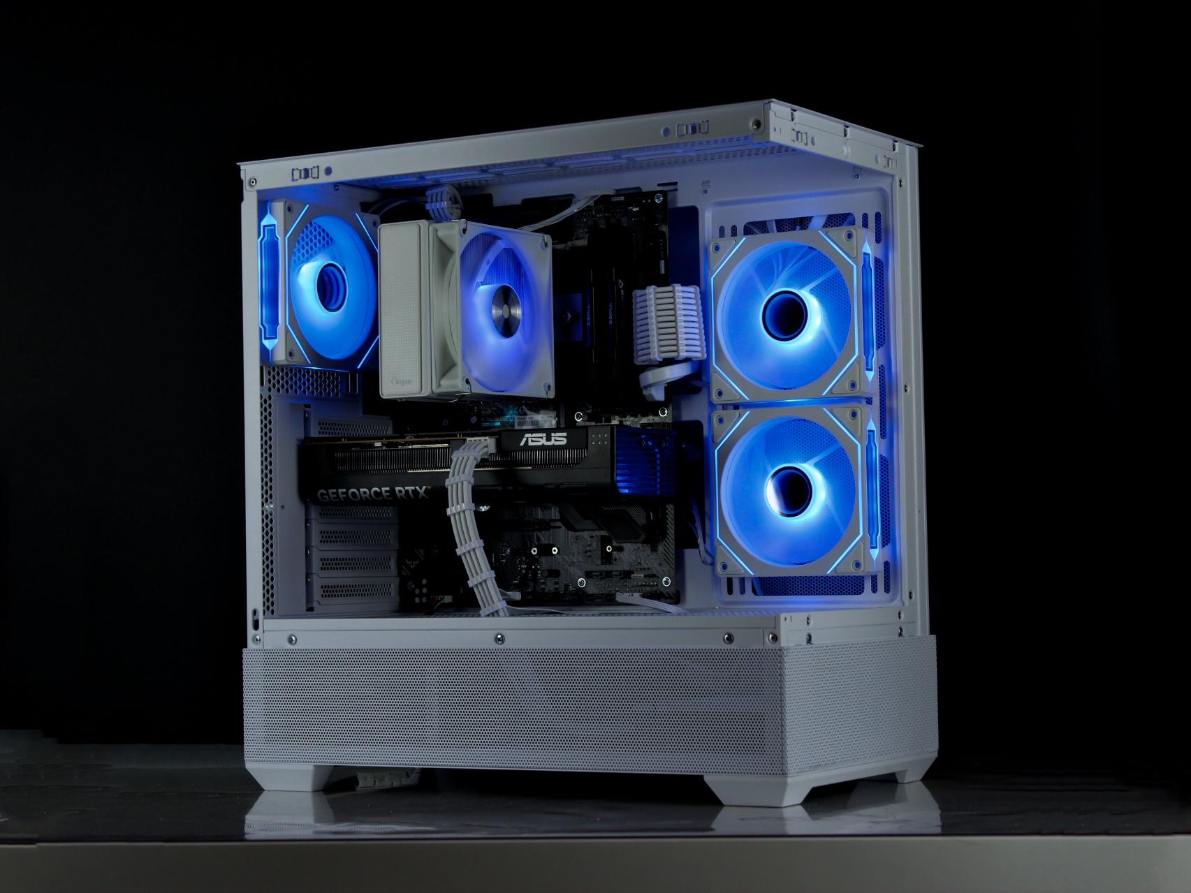 Powerful White Gaming PC – RTX 5060, Ryzen 5 5600X, 32GB, 1TB SSD - RGB, WiFi, BlueTooth