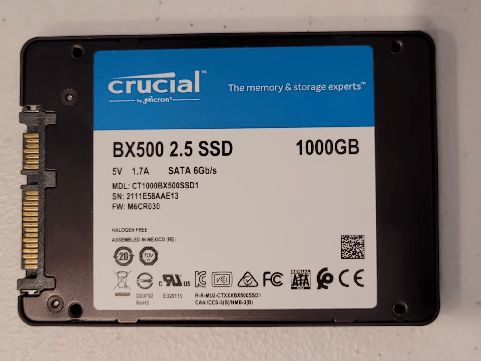 Crucial BX500 1TB 3D NAND SATA 2.5-Inch Internal SSD