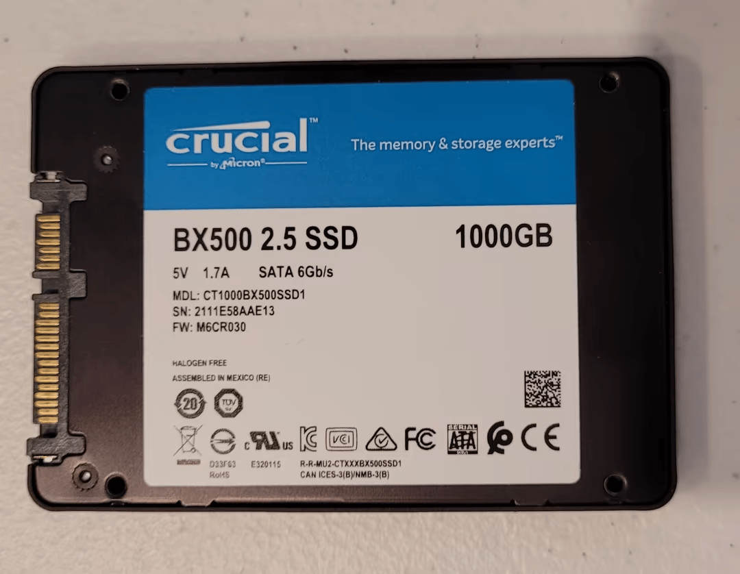 Crucial BX500 1TB 3D NAND SATA 2.5-Inch Internal SSD