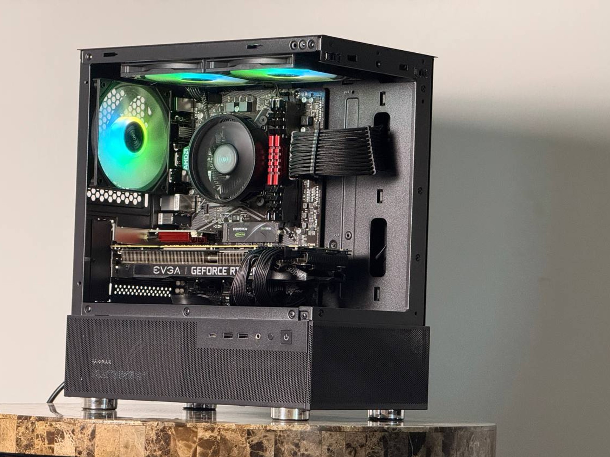 FREE SHIP 🖤🌈 Black RGB Gaming PC | RTX 2070 Super | Ryzen 5 5500 | 500 GB NVME | 16 GB DDR4 🌈🖤