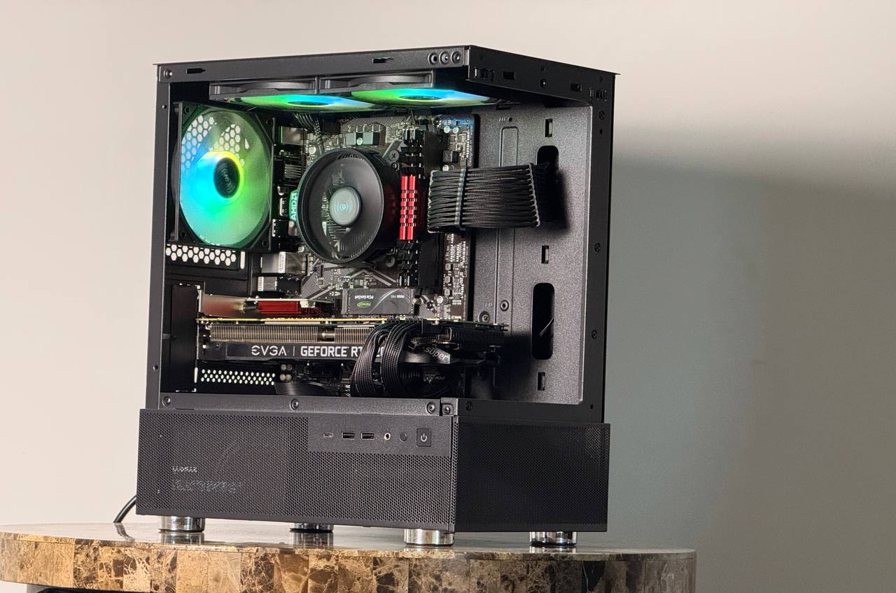 FREE SHIP 🖤🌈 Black RGB Gaming PC | RTX 2070 Super | Ryzen 5 5500 | 500 GB NVME | 16 GB DDR4 🌈🖤