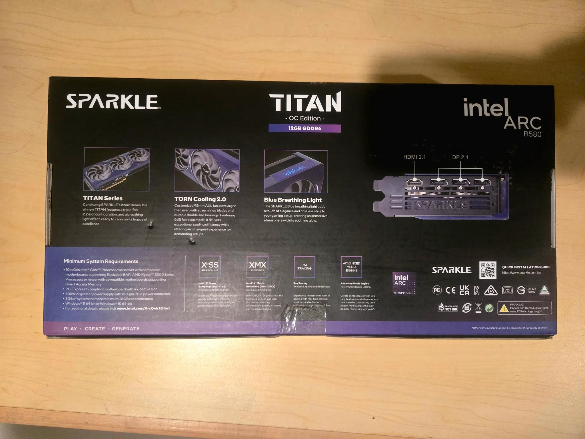 Used Mint - SPARKLE Intel Arc B580 TITAN OC