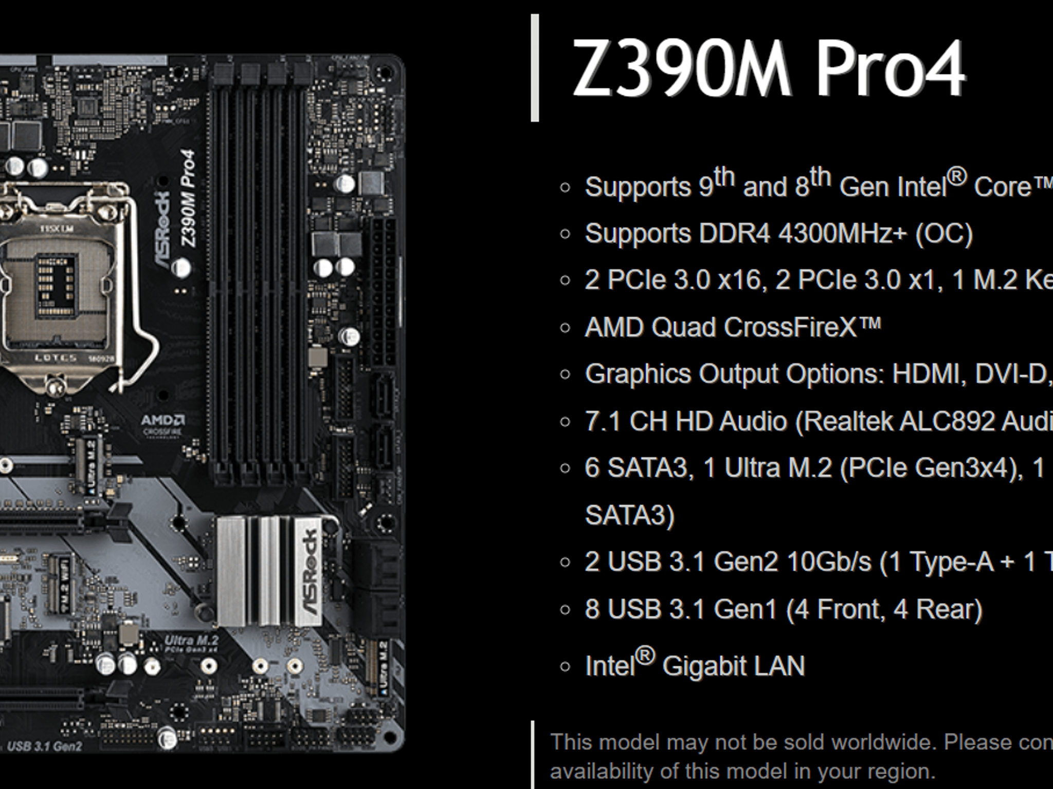 NEW ASRock Z390M Pro4 Intel Z390 LGA 1151 Micro ATX Motherboard