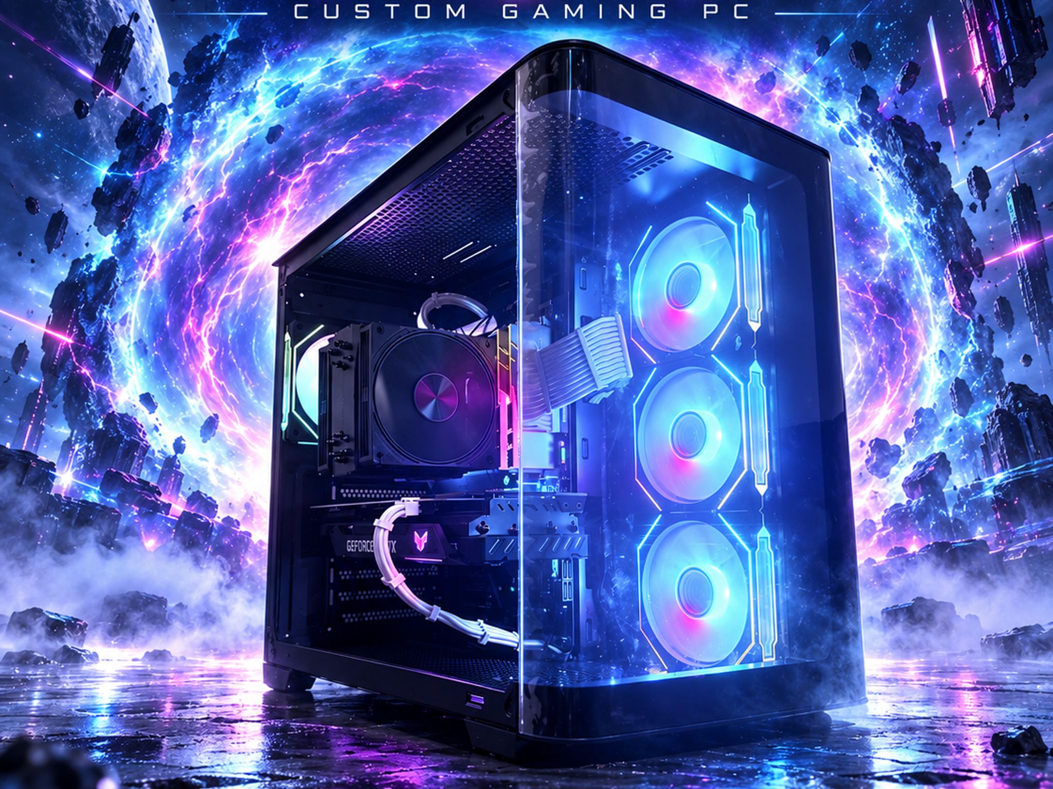 🌈"Quantum Rift"⚫️ | 1440p Gaming | RTX 3060 12GB | Ryzen 7 3700X | 32GB Ram | 1TB SSD | Free Ship