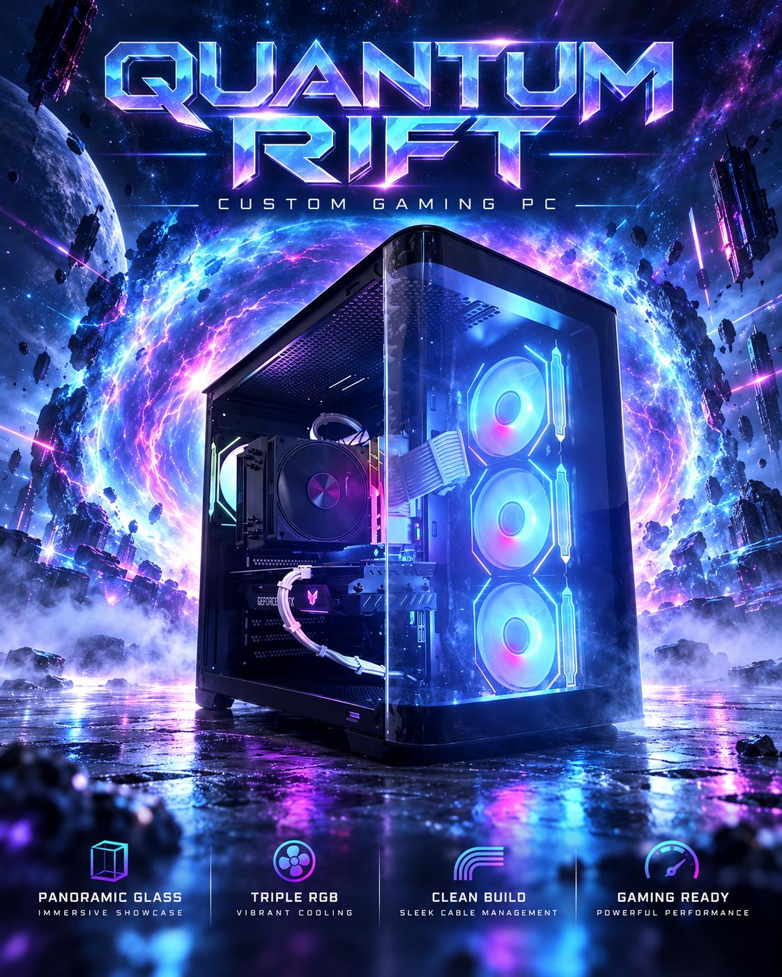 🌈"Quantum Rift"⚫️ | 1440p Gaming | RTX 3060 12GB | Ryzen 7 3700X | 32GB Ram | 1TB SSD | Free Ship