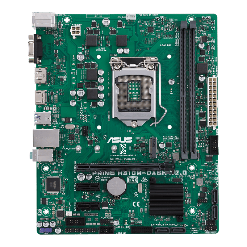 ASUS PRIME H310-DASH R2.0 Intel LGA 1151 H310 Micro-ATX Desktop Motherboard