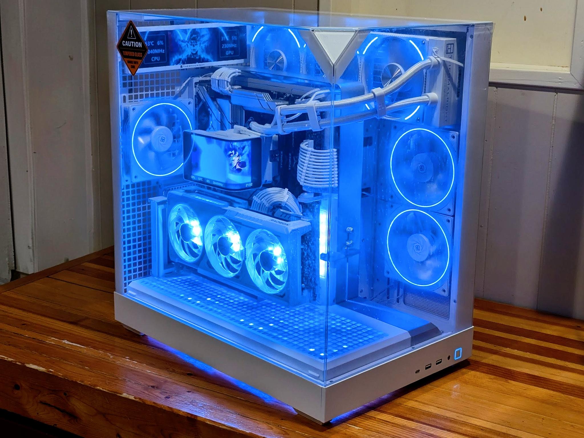 🤍⚡ White RGB 1440p Gaming Beast – 7800X3D • RX 9070 XT • Dual LCD