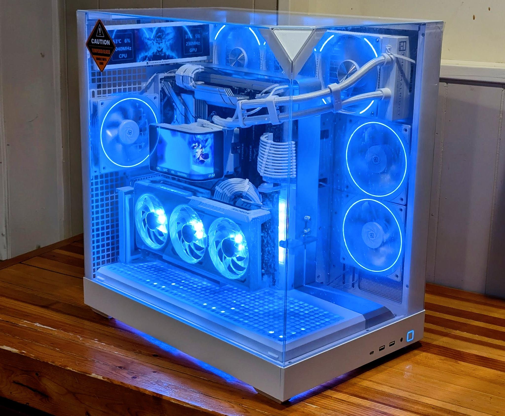 🤍⚡ White RGB 1440p Gaming Beast – 7800X3D • RX 9070 XT • Dual LCD