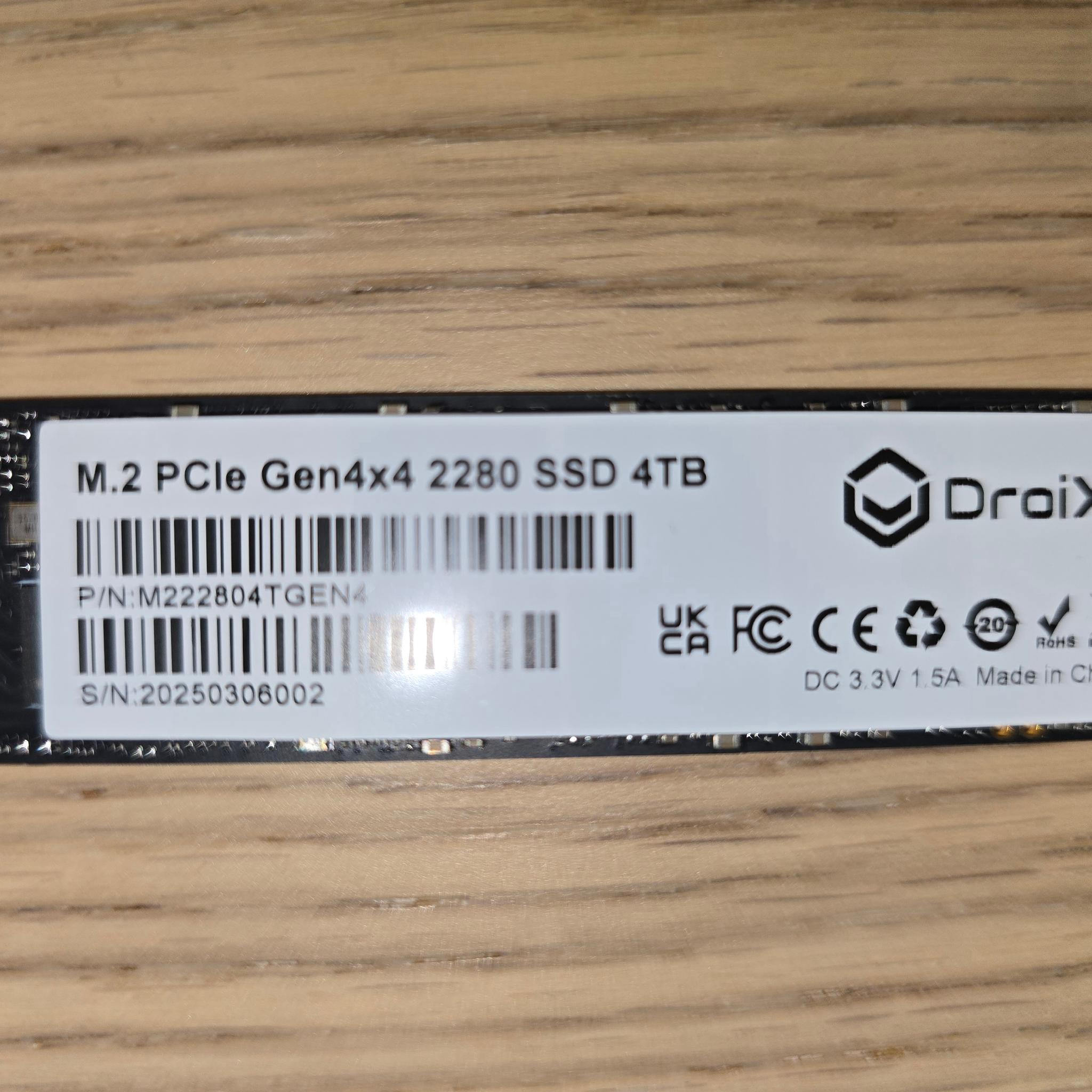 Gen4 x4 2280 M.2 PCIe SSD 4TB Droix