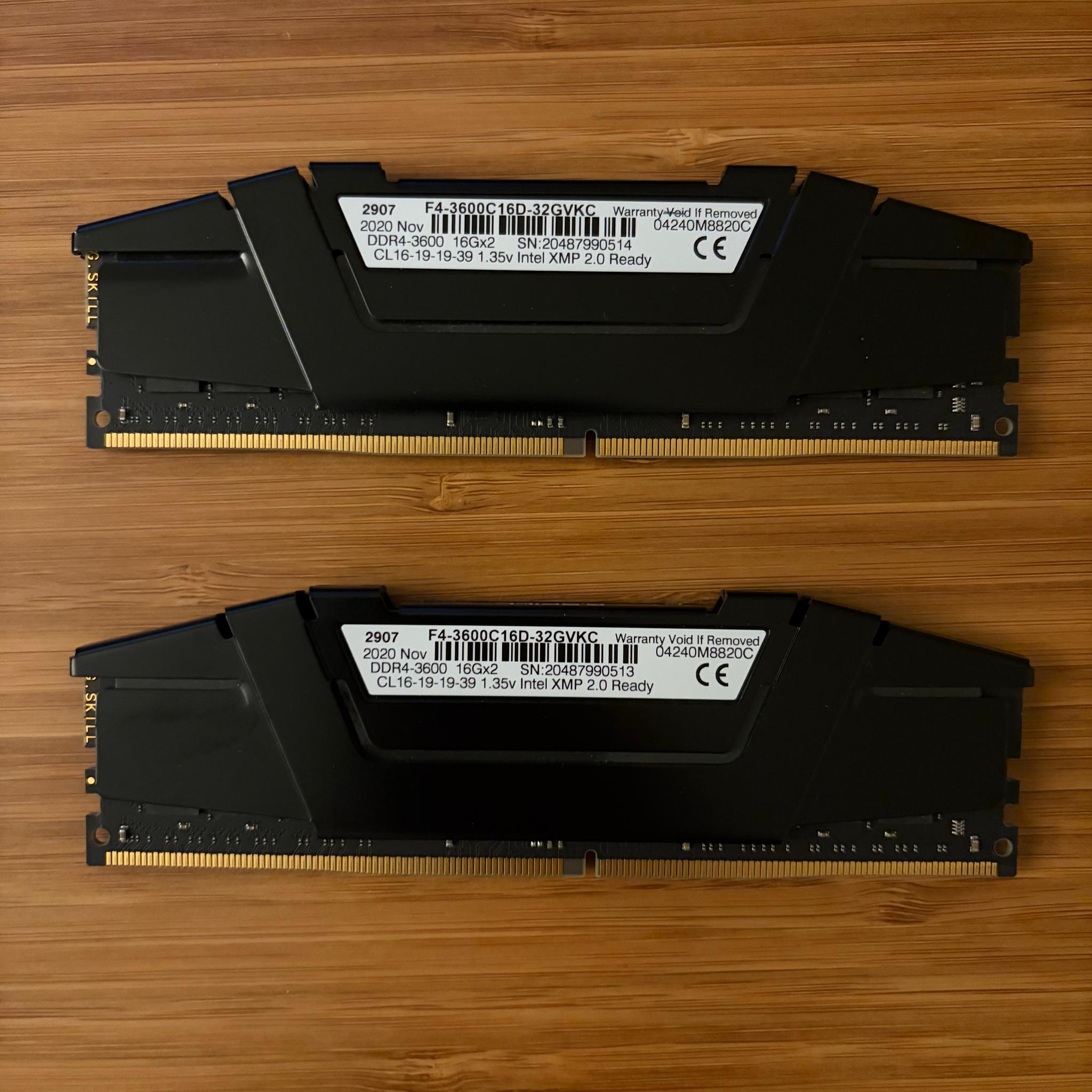 G.Skill Ripjaws V DDR4-3600 CL16-19-19-39 1.35V 32GB (2x16GB)