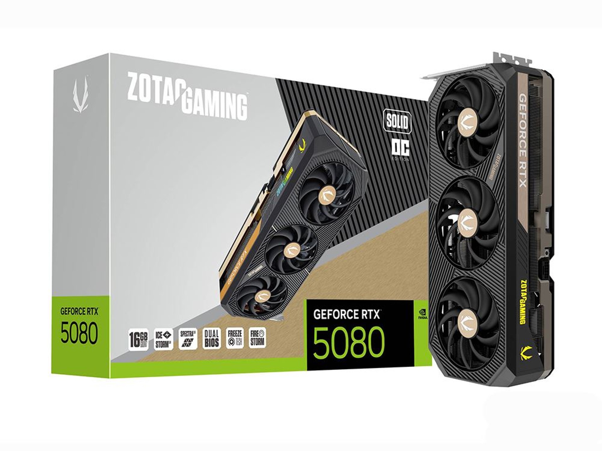 Zotac NVIDIA GeForce RTX 5080 GAMING SOLID Overclocked Triple Fan 16GB GDDR7 PCIe 5.0 Graphics Card