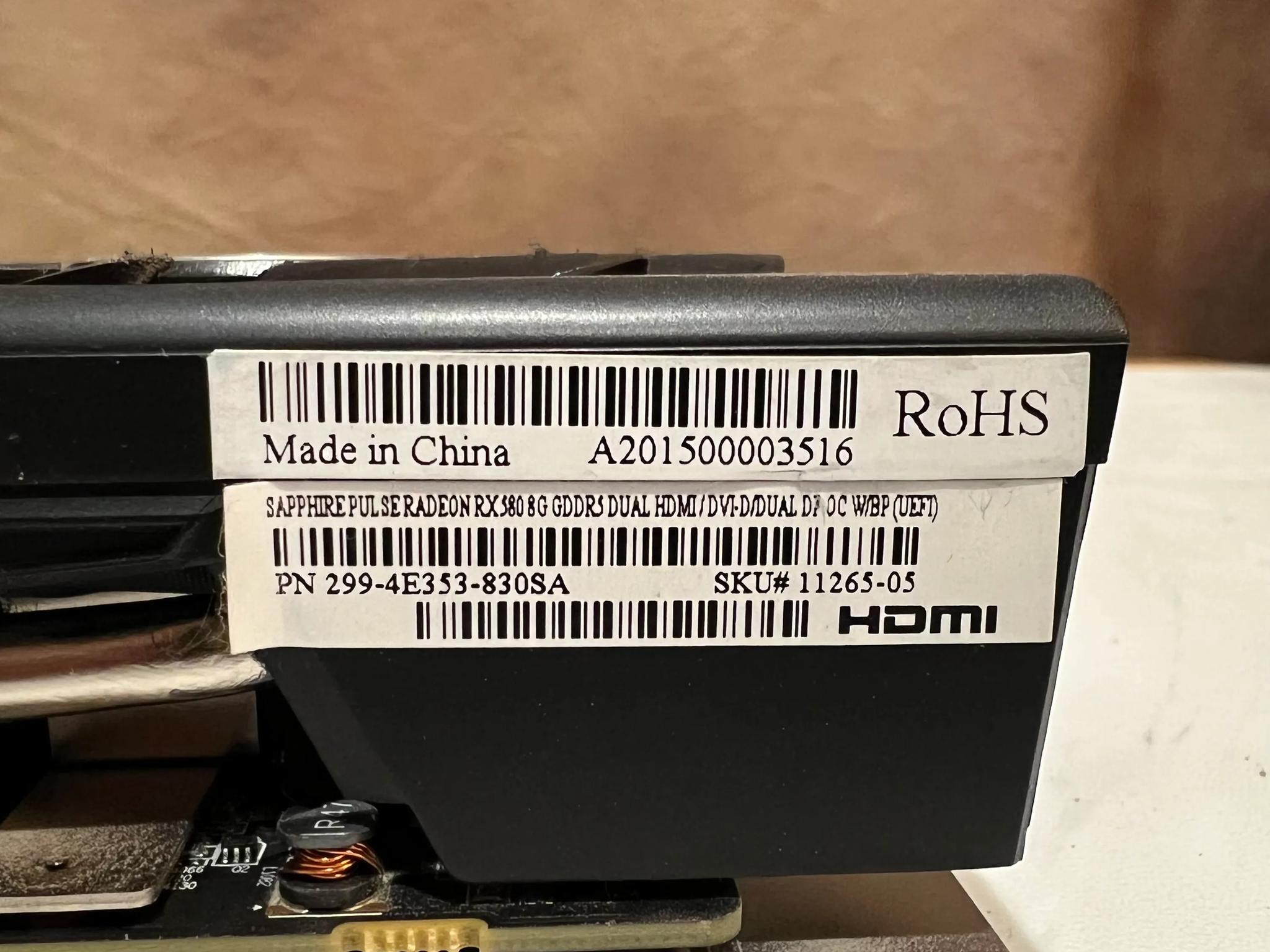 Like new RX 580 8GB Sapphire Radeon Pulse graphic card