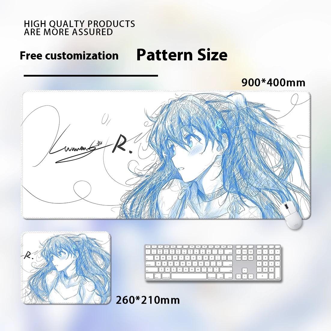 Style 1 – EVA Asuka & Rei Ayanami Abstract Line Gaming Mouse Pad