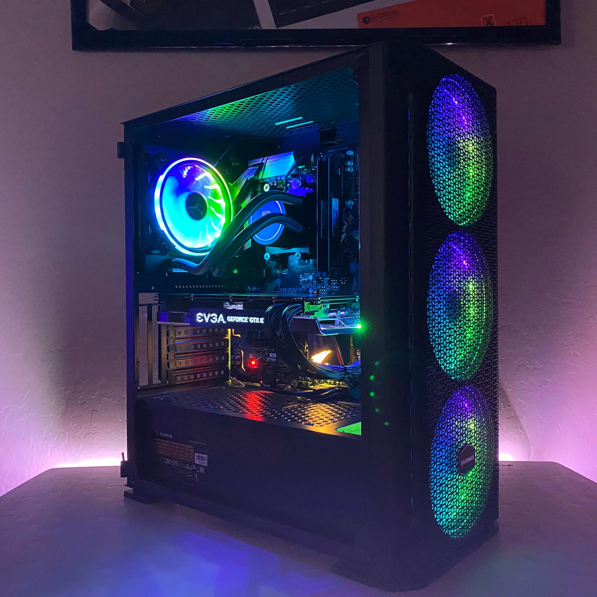 Custom Built High End Ryzen 5 Nvidia 1080 RGB Water Cooled Gaming PC Computer