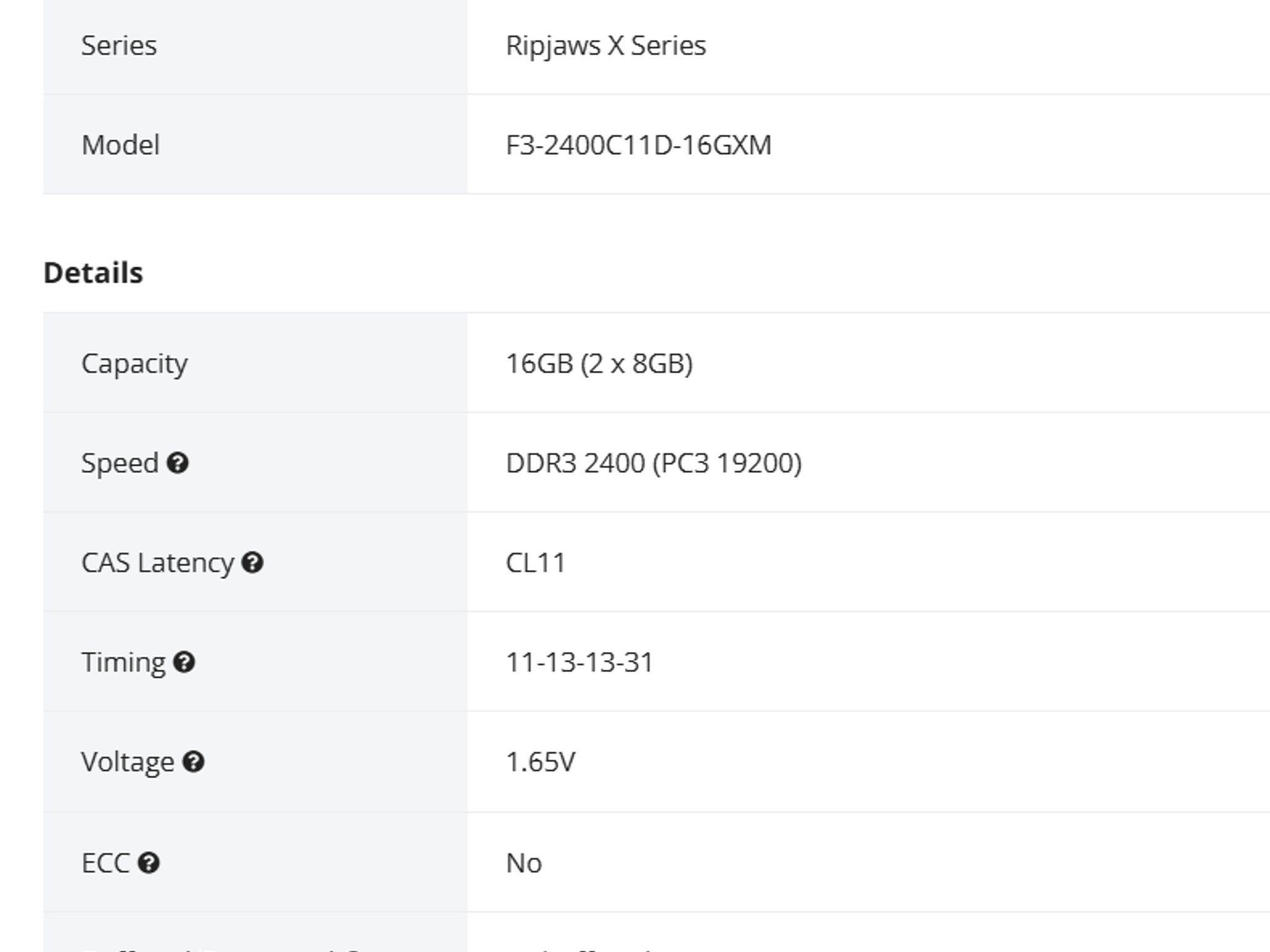 NEW G.SKILL Ripjaws X Series 16GB (2 x 8GB) 240-Pin DDR3 2400 (PC3 19200) Desktop Memory