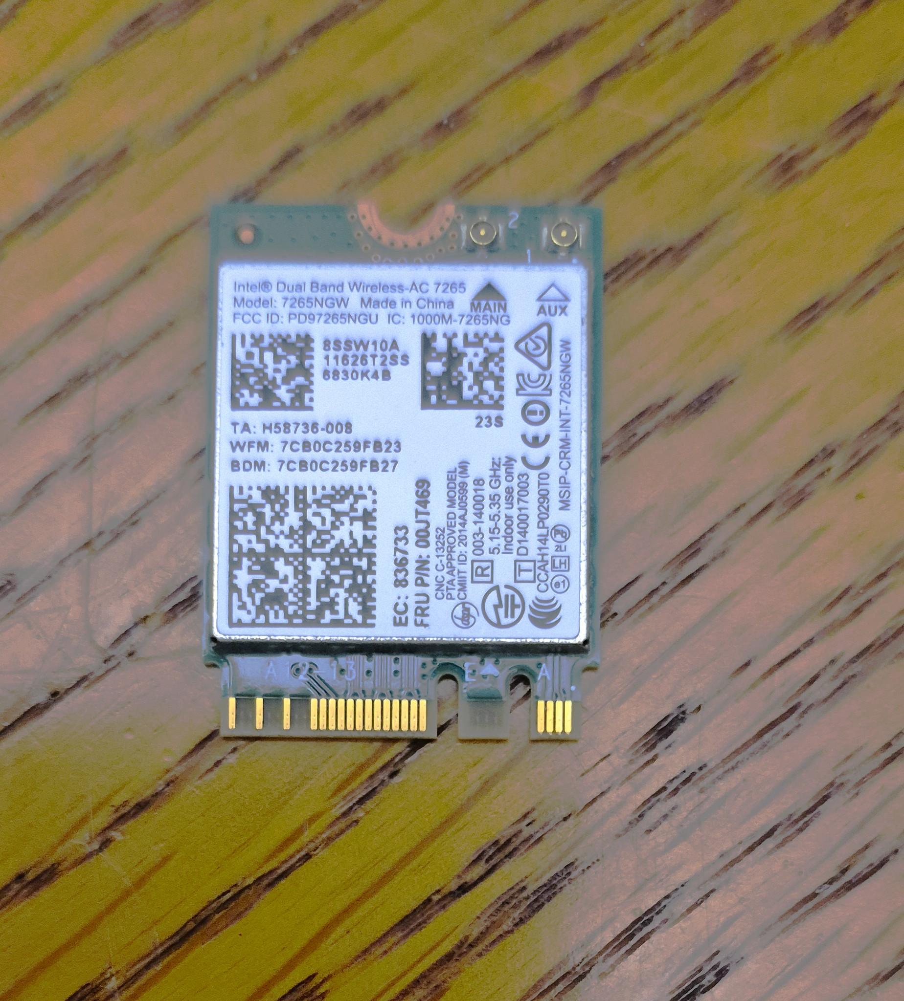 Pre-owned Intel Dual Band Wireless-AC 7265 802.11ac, Dual Band, Wi-Fi + Bluetooth 4.0 - (7265NGW)