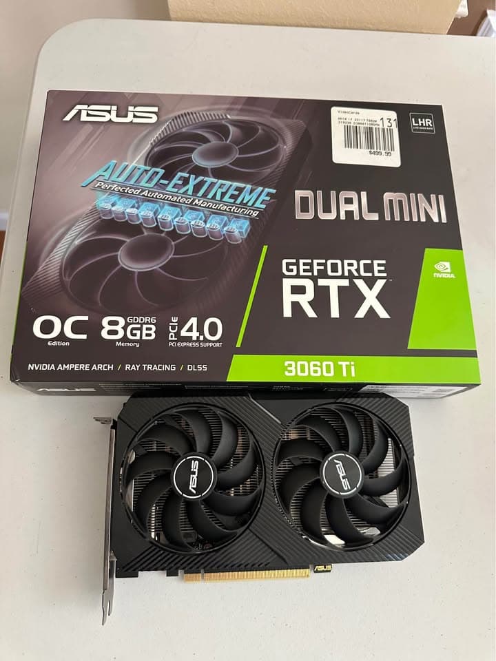 ASUS RTX 3060 Ti V2 Mini LHR Overclocked Dual-Fan 8GB GDDR6 in excellent condition with original box