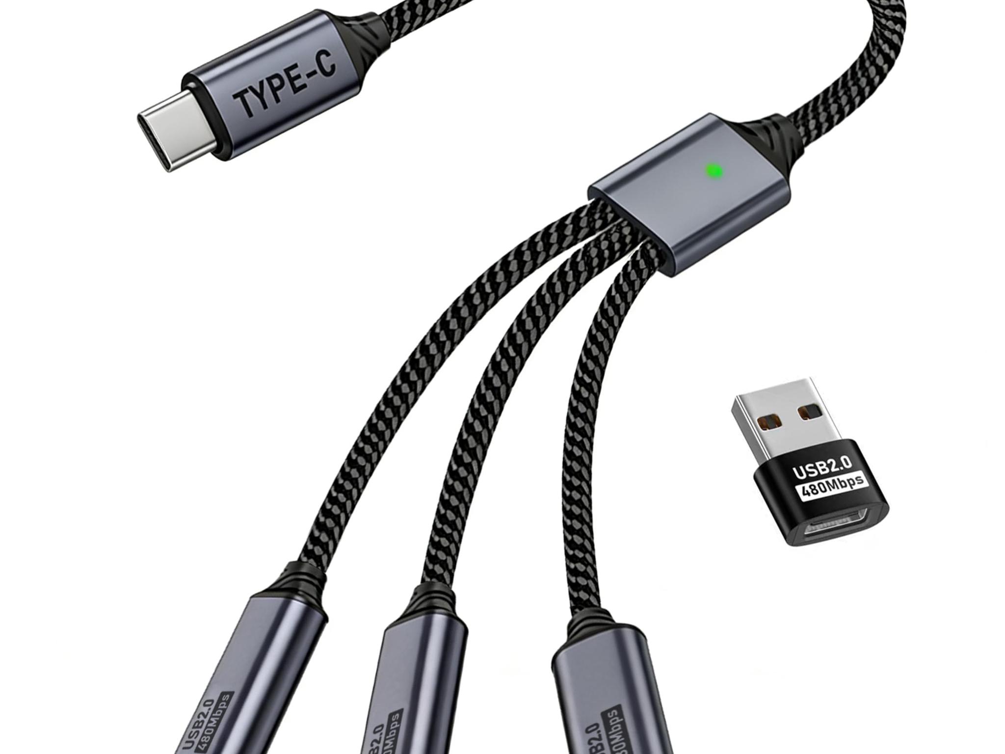 USB C Splitter 1 in 3 USB-C Out USB Type C Splitter USBC Male to Multi Type C Female Port