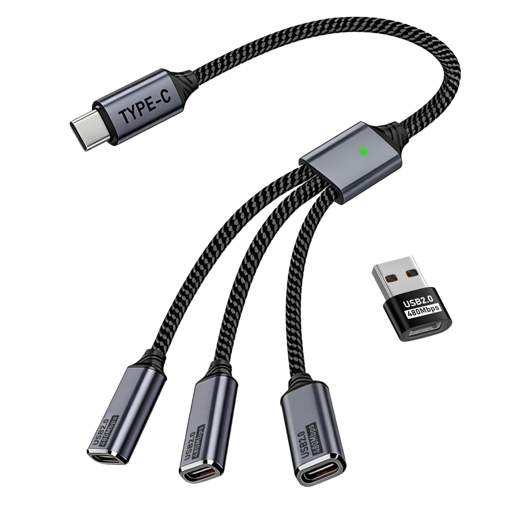 USB C Splitter 1 in 3 USB-C Out USB Type C Splitter USBC Male to Multi Type C Female Port