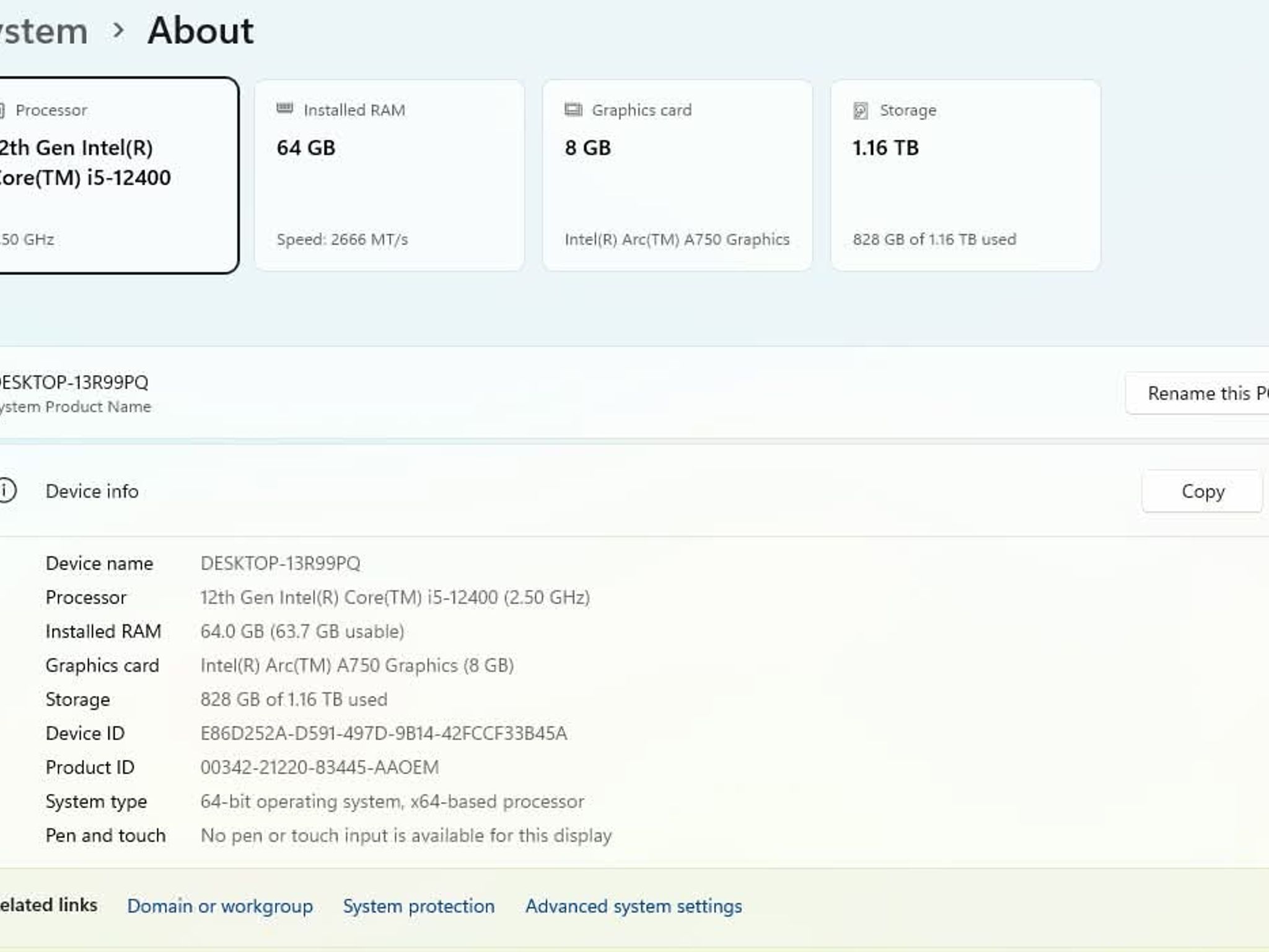 Custom Lian Li Streaming PC - I5-12400, Arc A750 8gb, 64GB DDR4, 1.25TB Storage