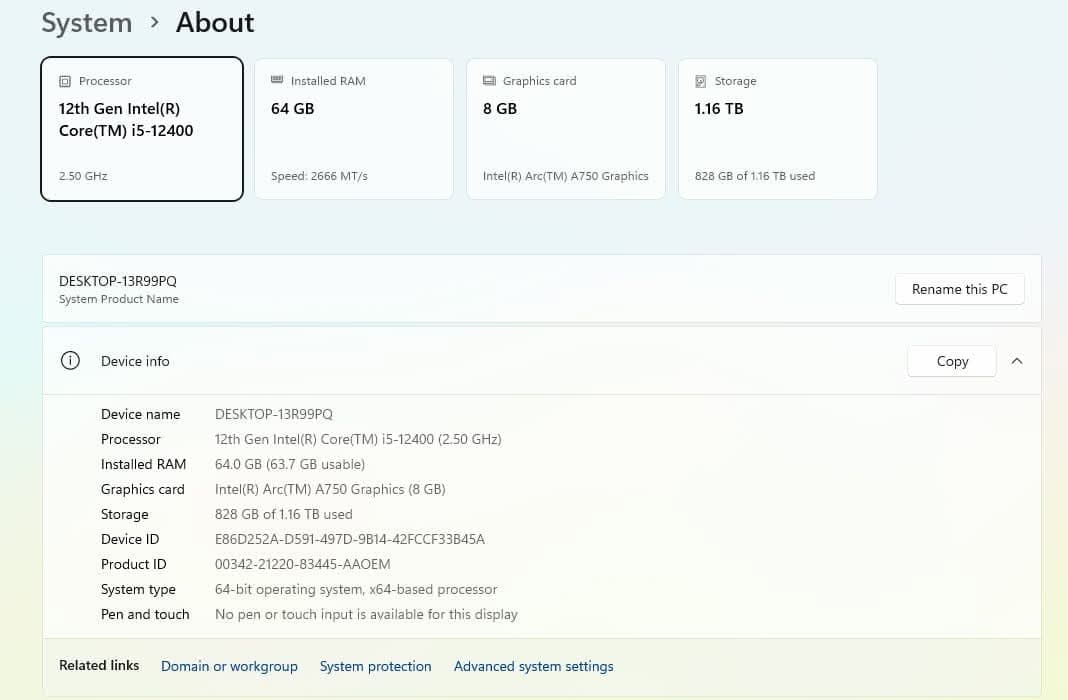 Custom Lian Li Streaming PC - I5-12400, Arc A750 8gb, 64GB DDR4, 1.25TB Storage