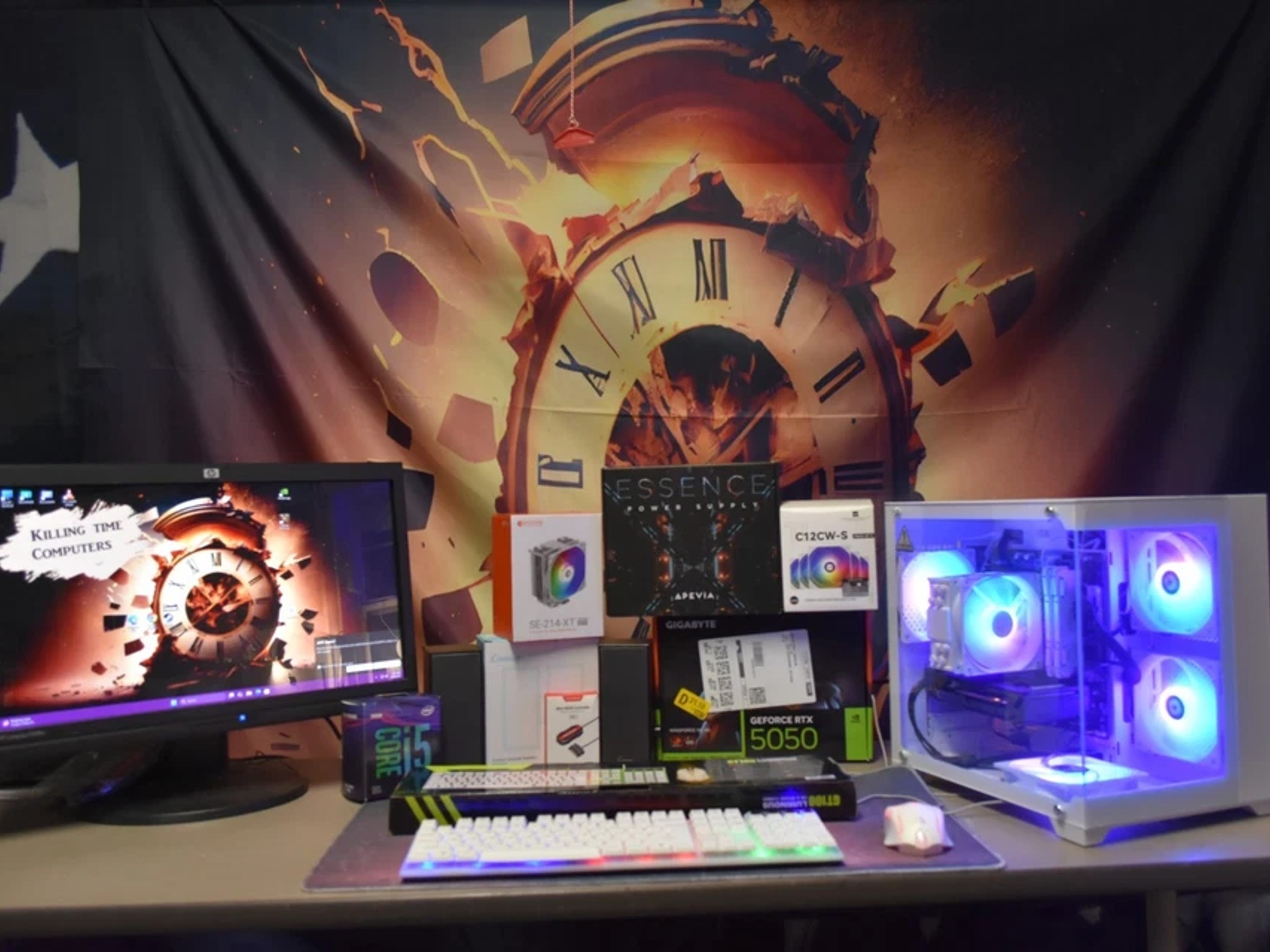 Intel I 5 9400 9th Gen 6 Cores 6 threads 16 GB RAM RTX 5050 8GB Intel 760 GB NVME+ 1 TBHHD + extras