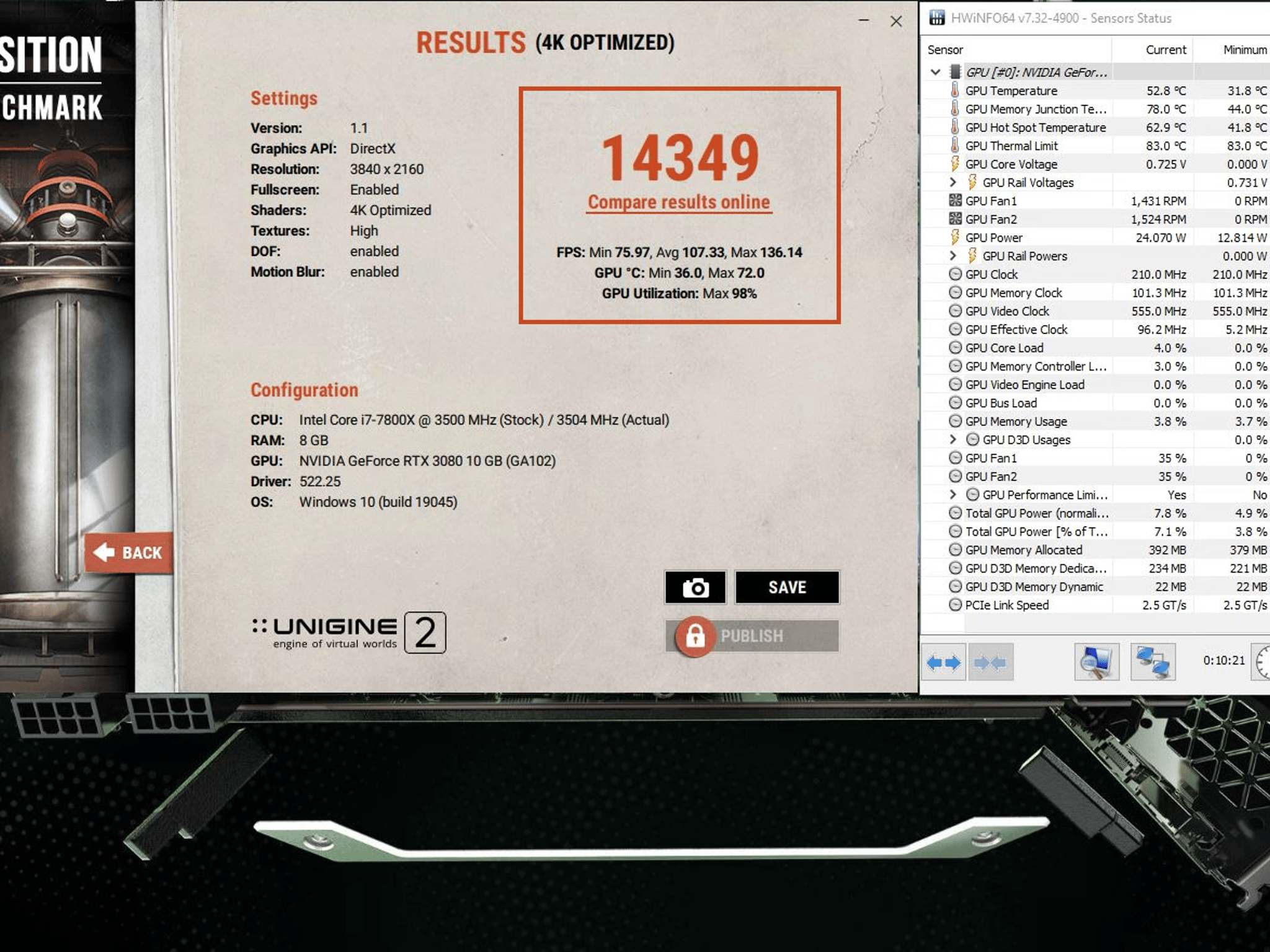 NVIDIA GeForce RTX 3080 Founders Edition 10GB GDDR6X PCIe 4.0 x16 Desktop GPU 