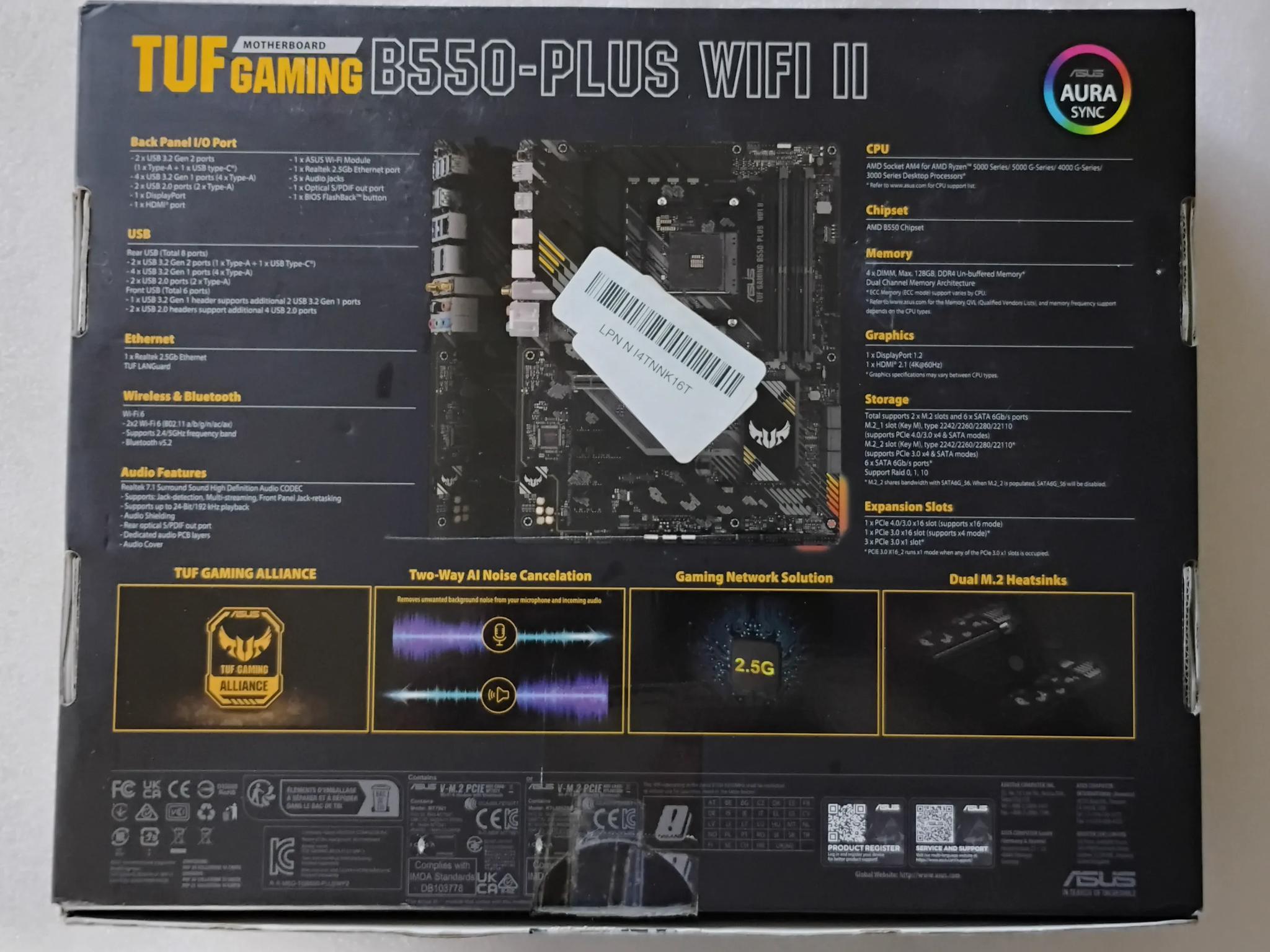 🦾 TUF GAMING B550-PLUS WIFI II Motherboard 🦾 PCIe 4.0 | Wi-Fi 6 | USB 3.2 Gen2 | 2.5 Gb Eth | AM4