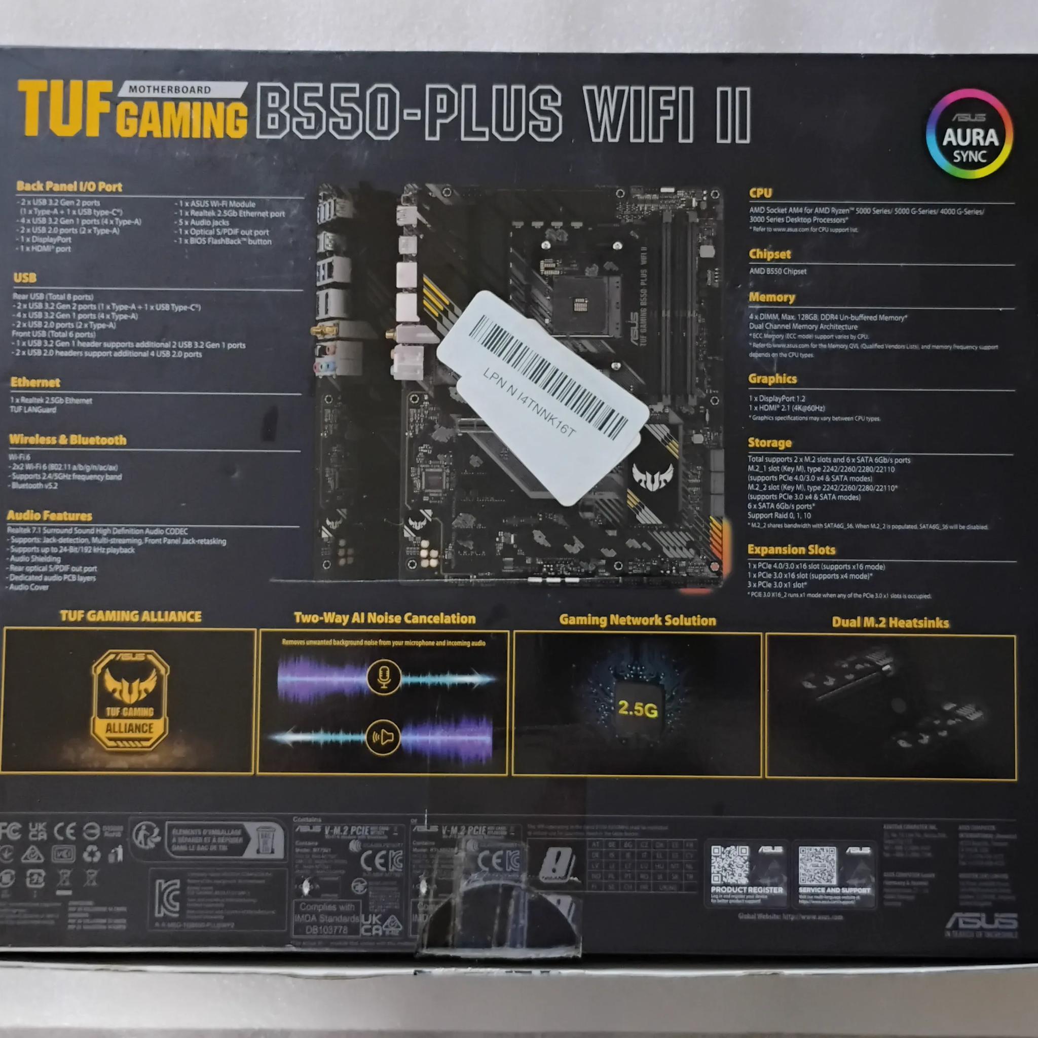🦾 TUF GAMING B550-PLUS WIFI II Motherboard 🦾 PCIe 4.0 | Wi-Fi 6 | USB 3.2 Gen2 | 2.5 Gb Eth | AM4