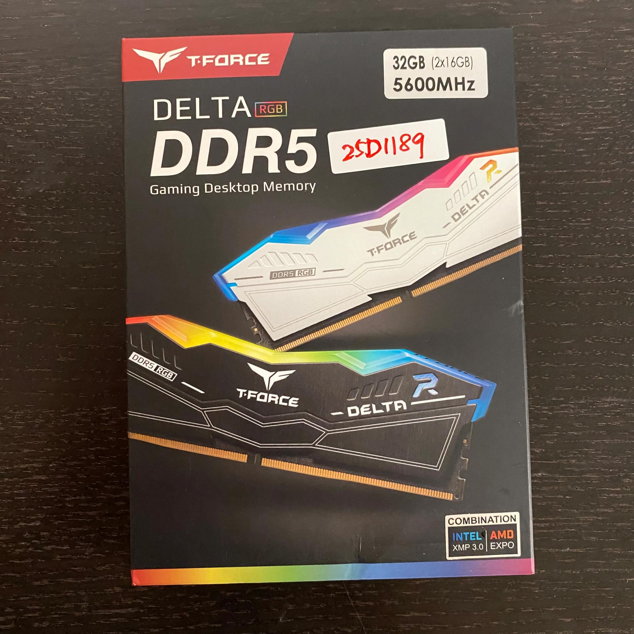 Factory Refurbished - TEAMGROUP T-Force Delta RGB DDR5 Ram 32GB (2x16GB) 5600MHz CL32