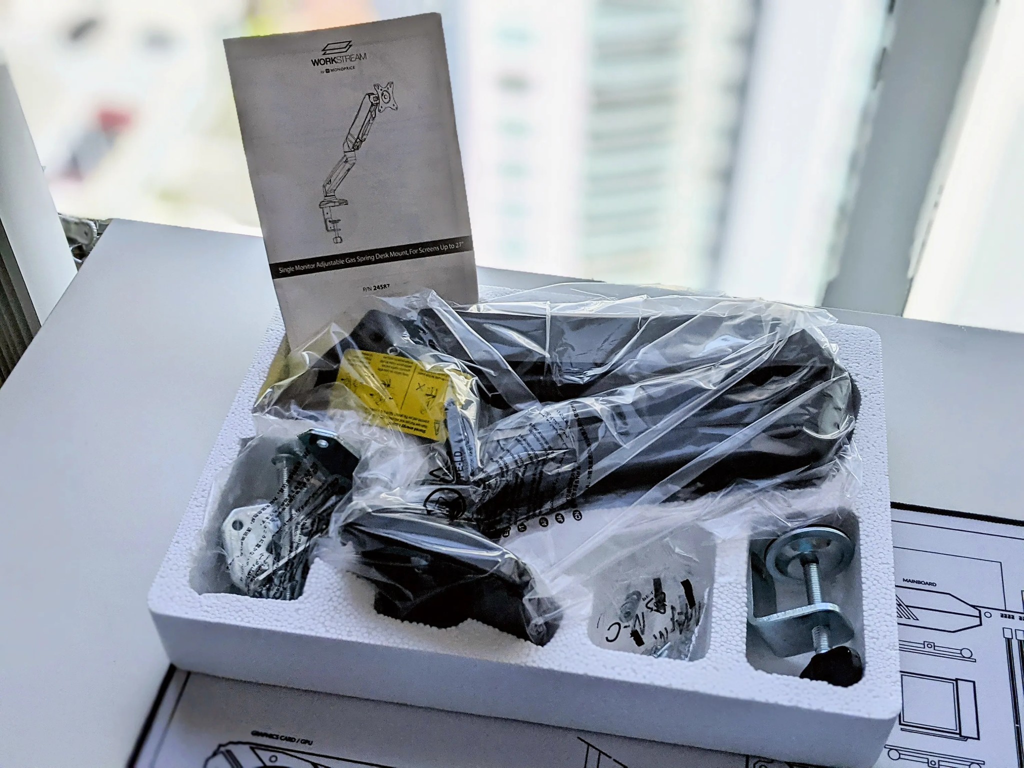 Workstream by Monoprice Single Display Adjustable Gas Spring Desk Mounted Monitor Arm