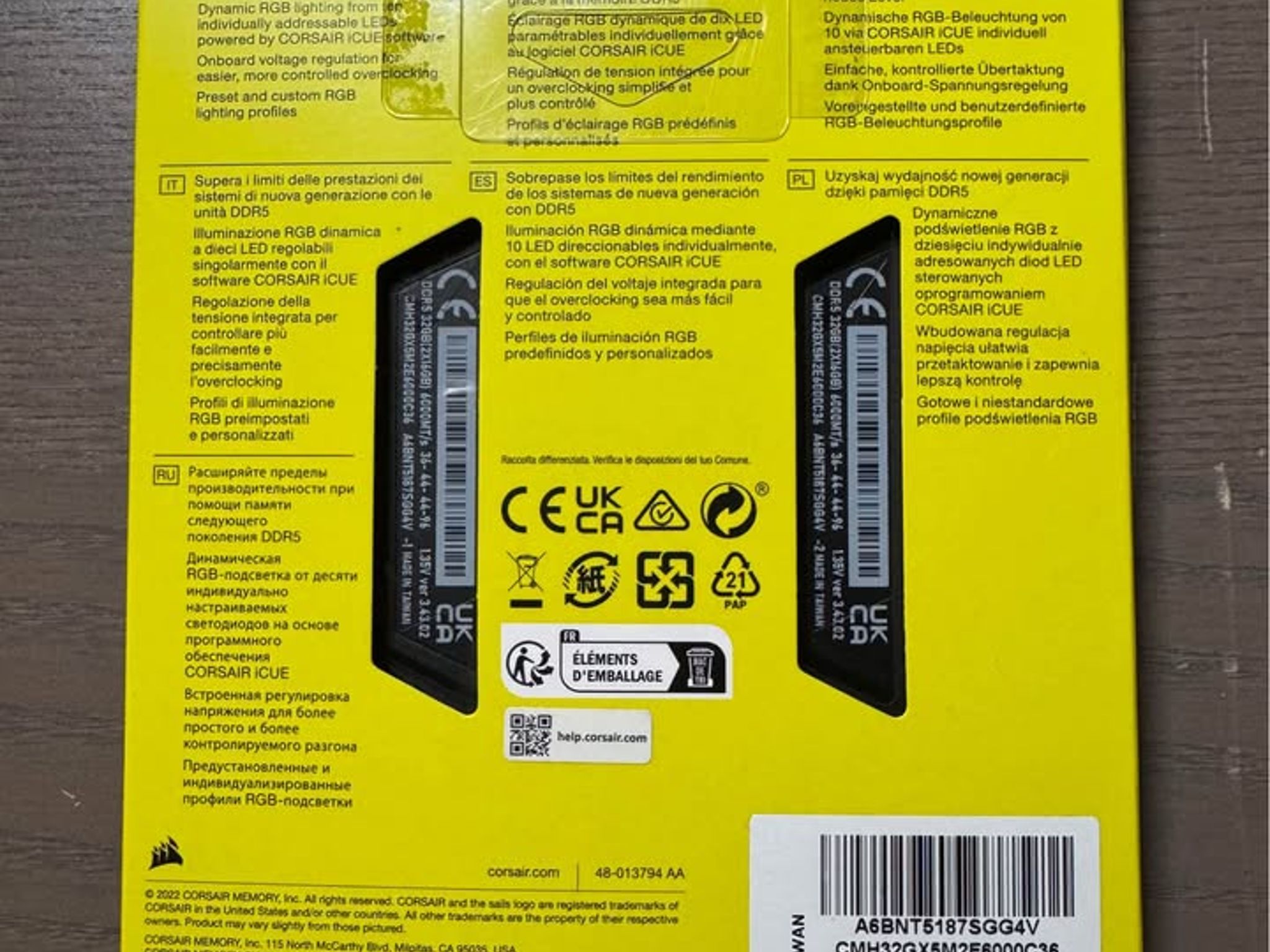CORSAIR Vengeance RGB DDR5 32GB (2x16GB) DDR5 6000MHz CL36 AMD Expo Intel XMP