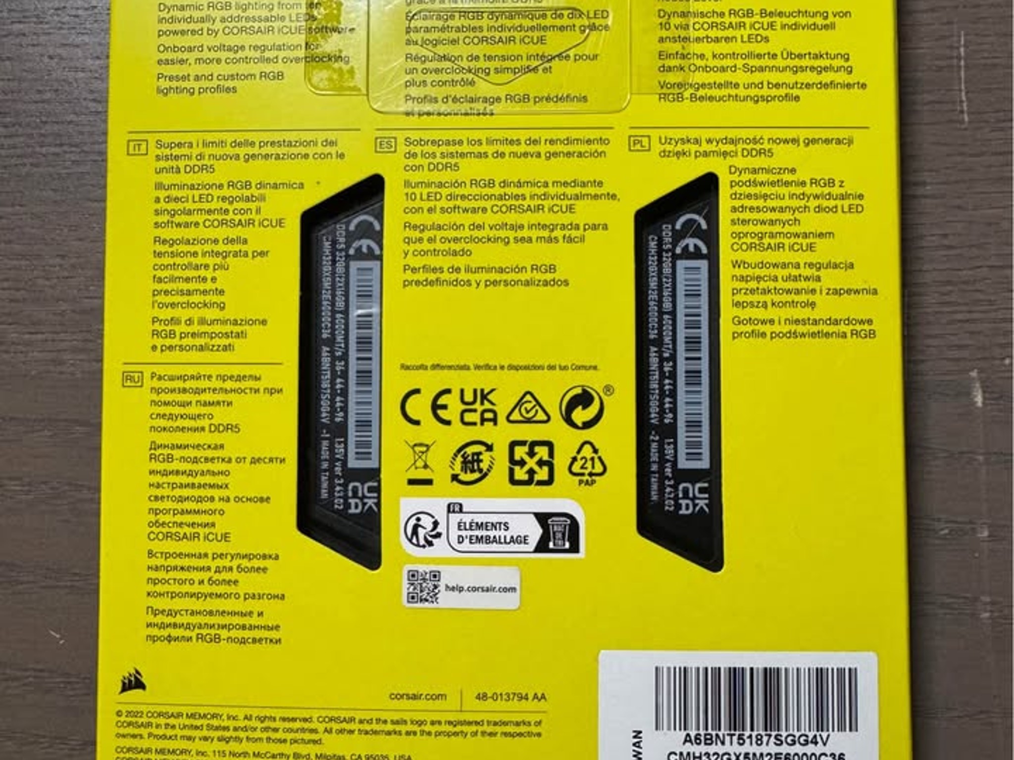 CORSAIR Vengeance RGB DDR5 32GB (2x16GB) DDR5 6000MHz CL36 AMD Expo Intel XMP