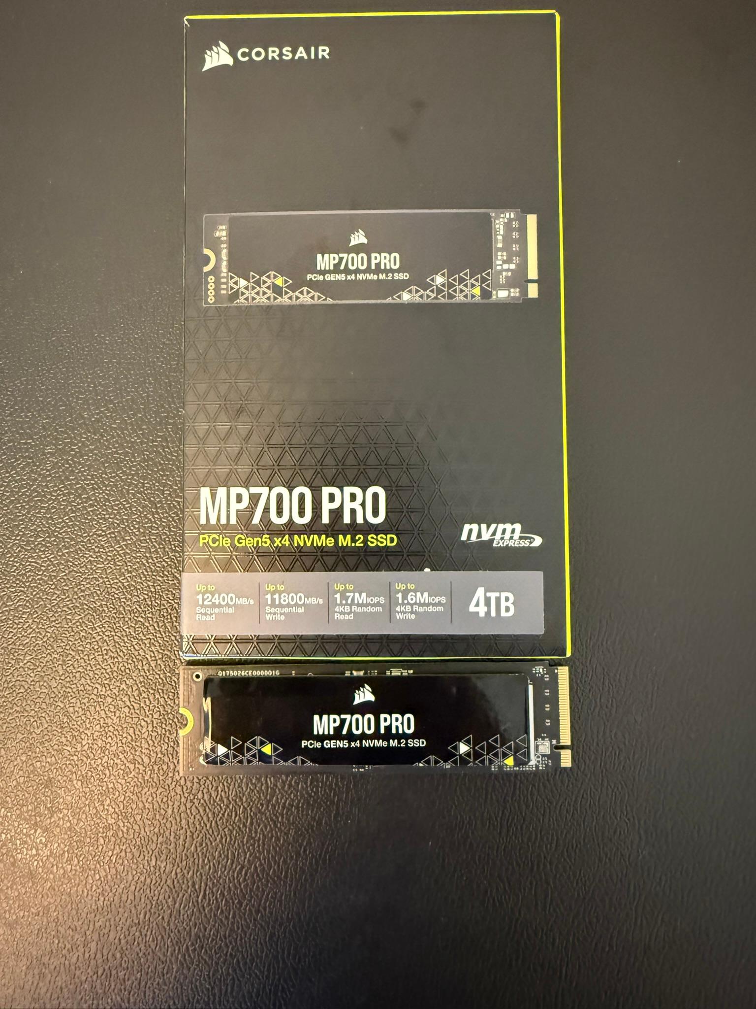 Corsair MP700 PRO 4TB PCIe Gen5 NVMe SSD | 12,000+ MB/s | Box Included