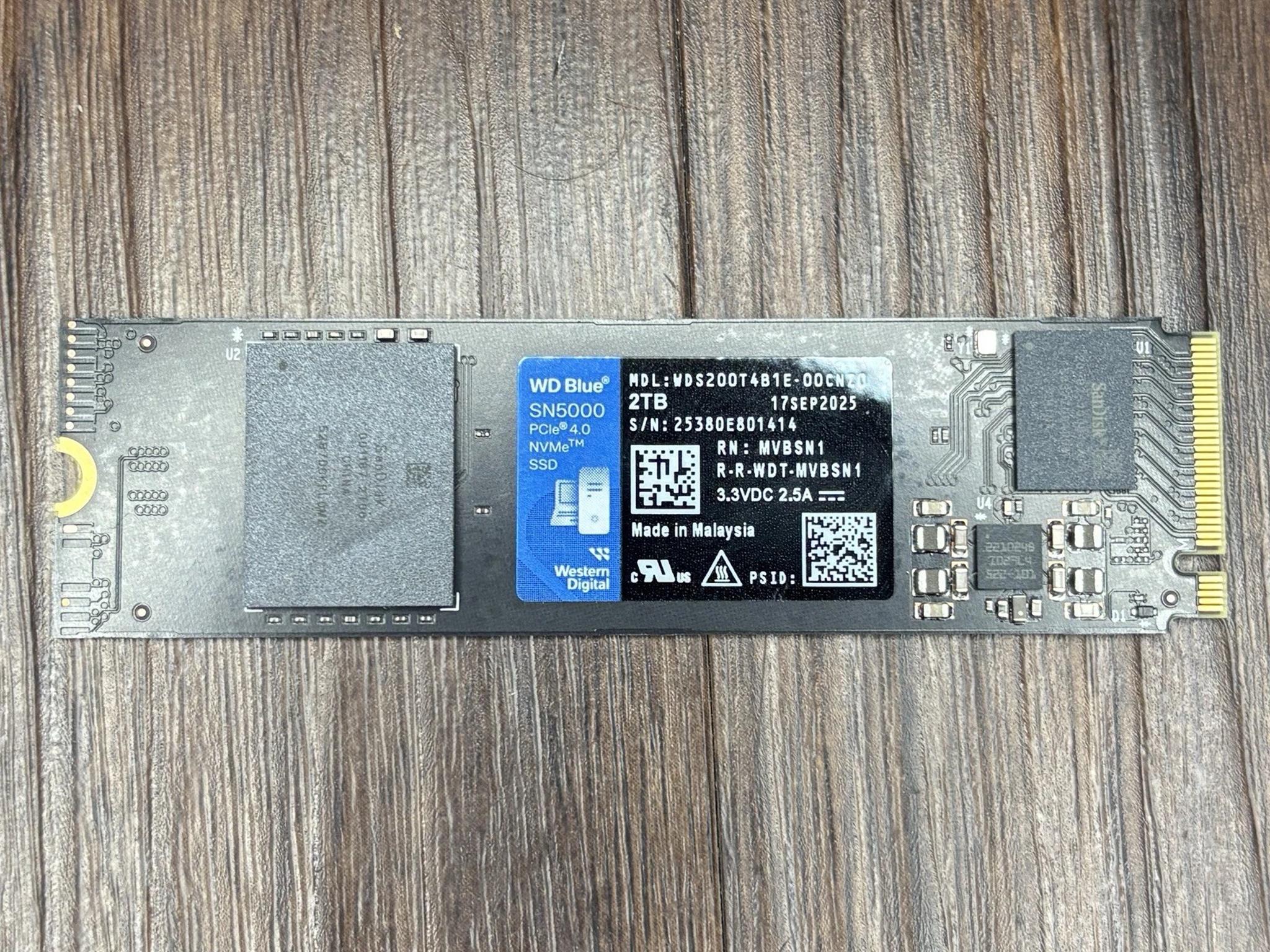 WD Blue SN5000 2TB 2280 M.2 NVMe Internal SSD