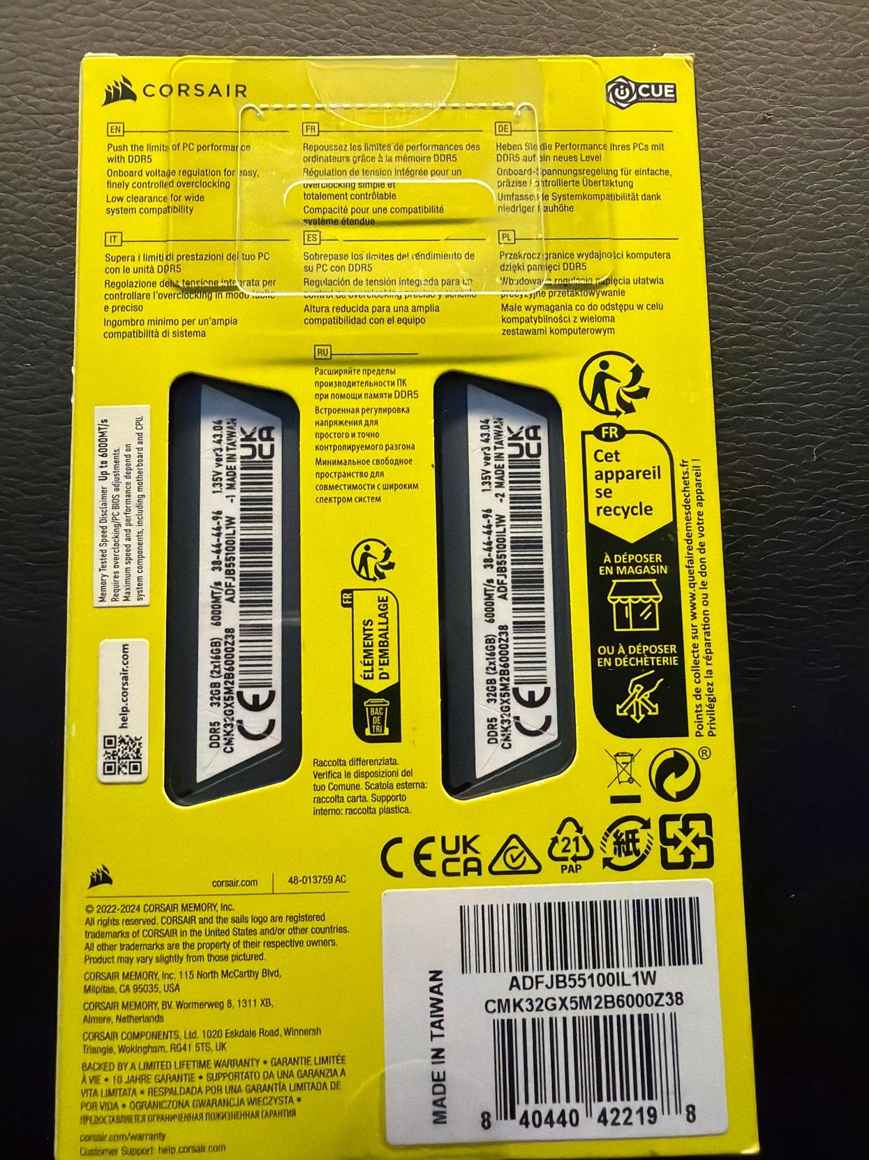 Corsair Vengeance DDR5 32GB (2×16GB) 6000 MHz – Brand New, High‑Performance Kit