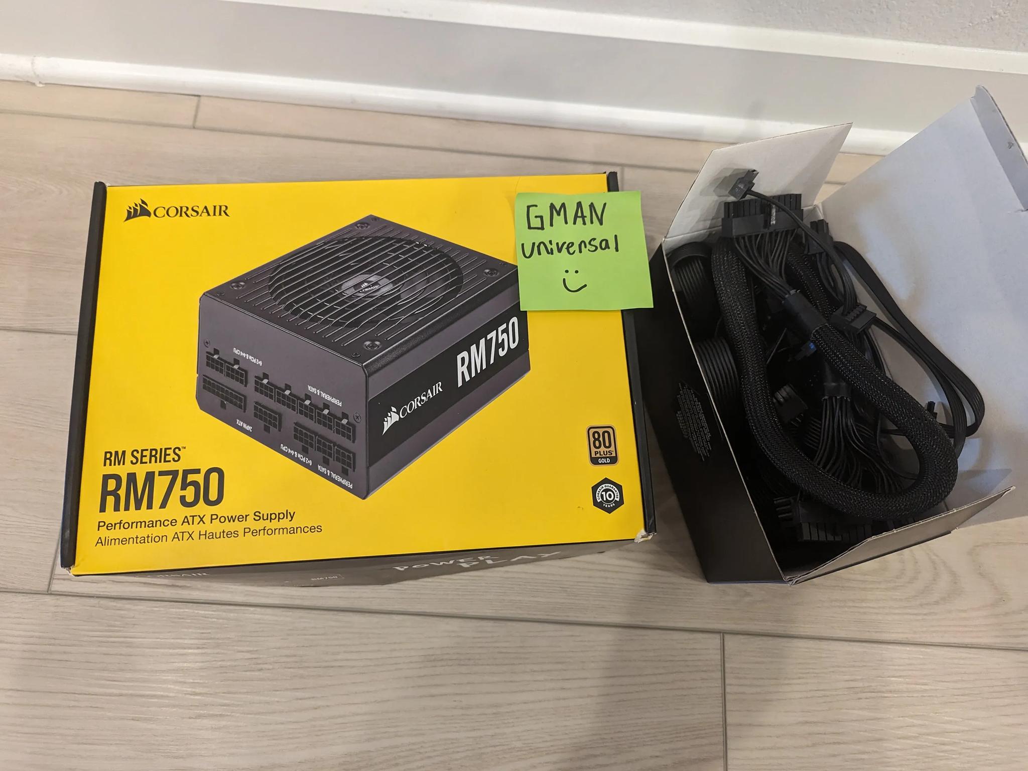 Corsair RM Series, RM750, 750 Watt, 80+ Gold Certified, Fully Modular Power Supply