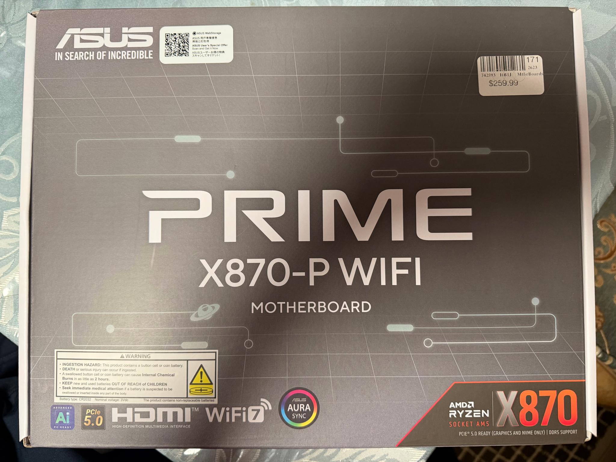 BRAND NEW ASUS X870-P Prime WiFi AMD AM5 ATX Motherboard