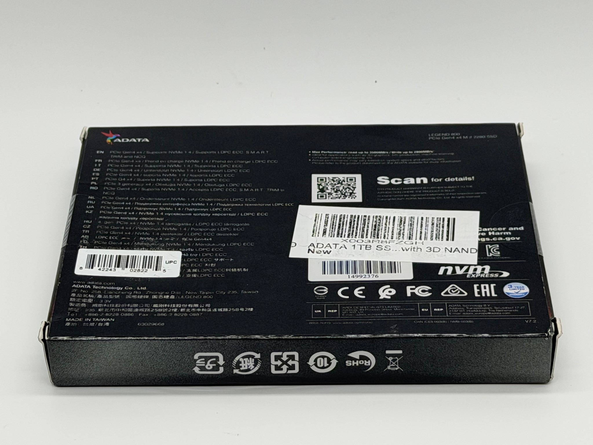 ADATA Legend 800 Gold 1TB M.2 NVMe Gen 4.0 x 4 SSD ALEG-800G-1000GCS