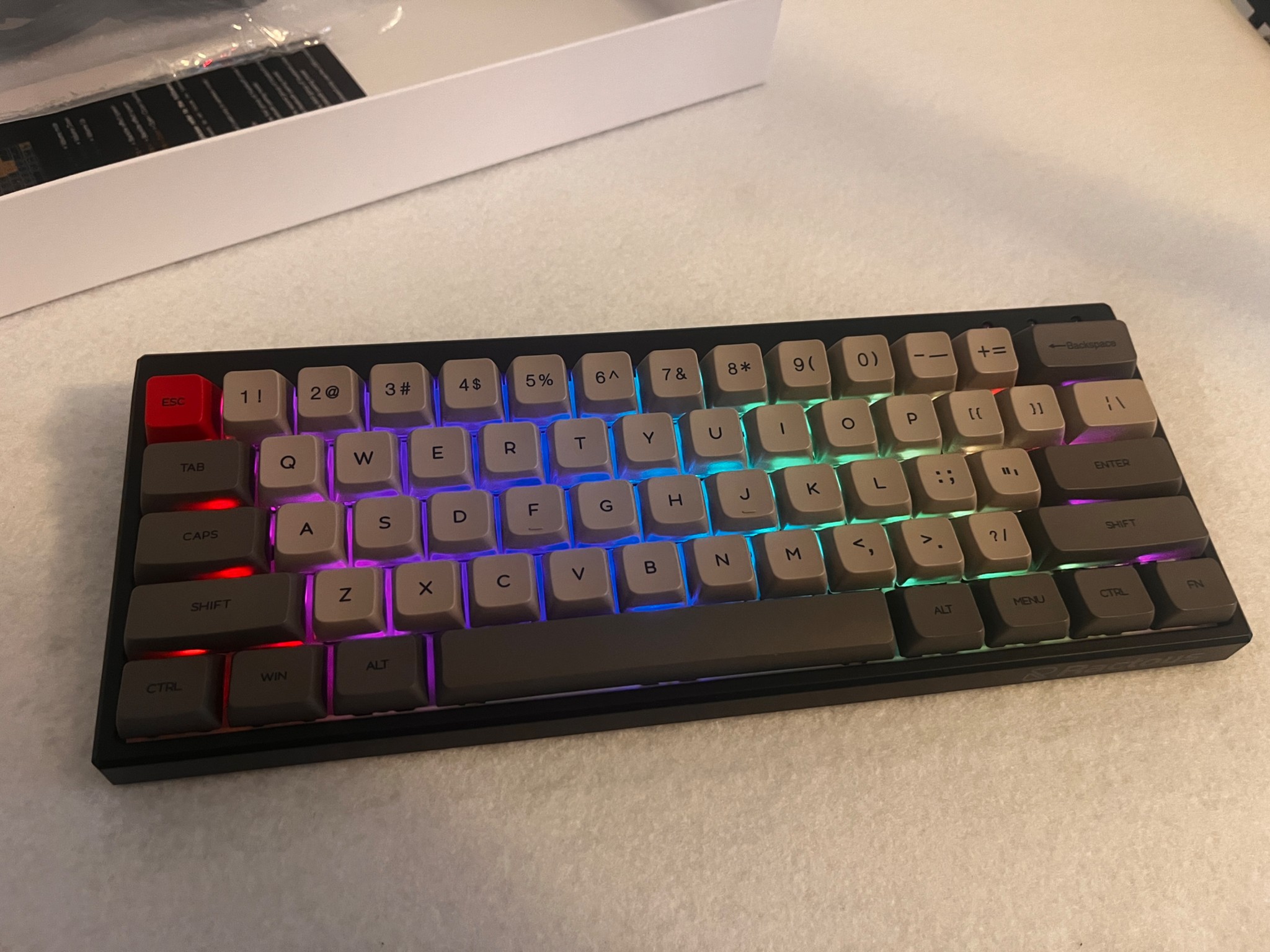 Ractous Design RGB Keyboard  Hot Swappable.  Gateron Optical Brown Switches. Bluetooth/Wired.
