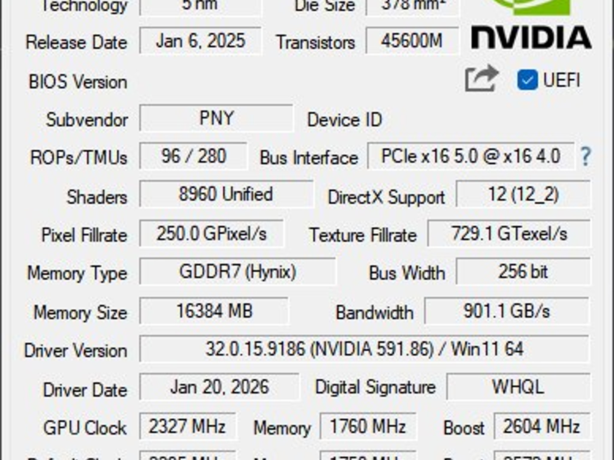 PNY OC GeForce RTX 5070 Ti 16 GB Video Card