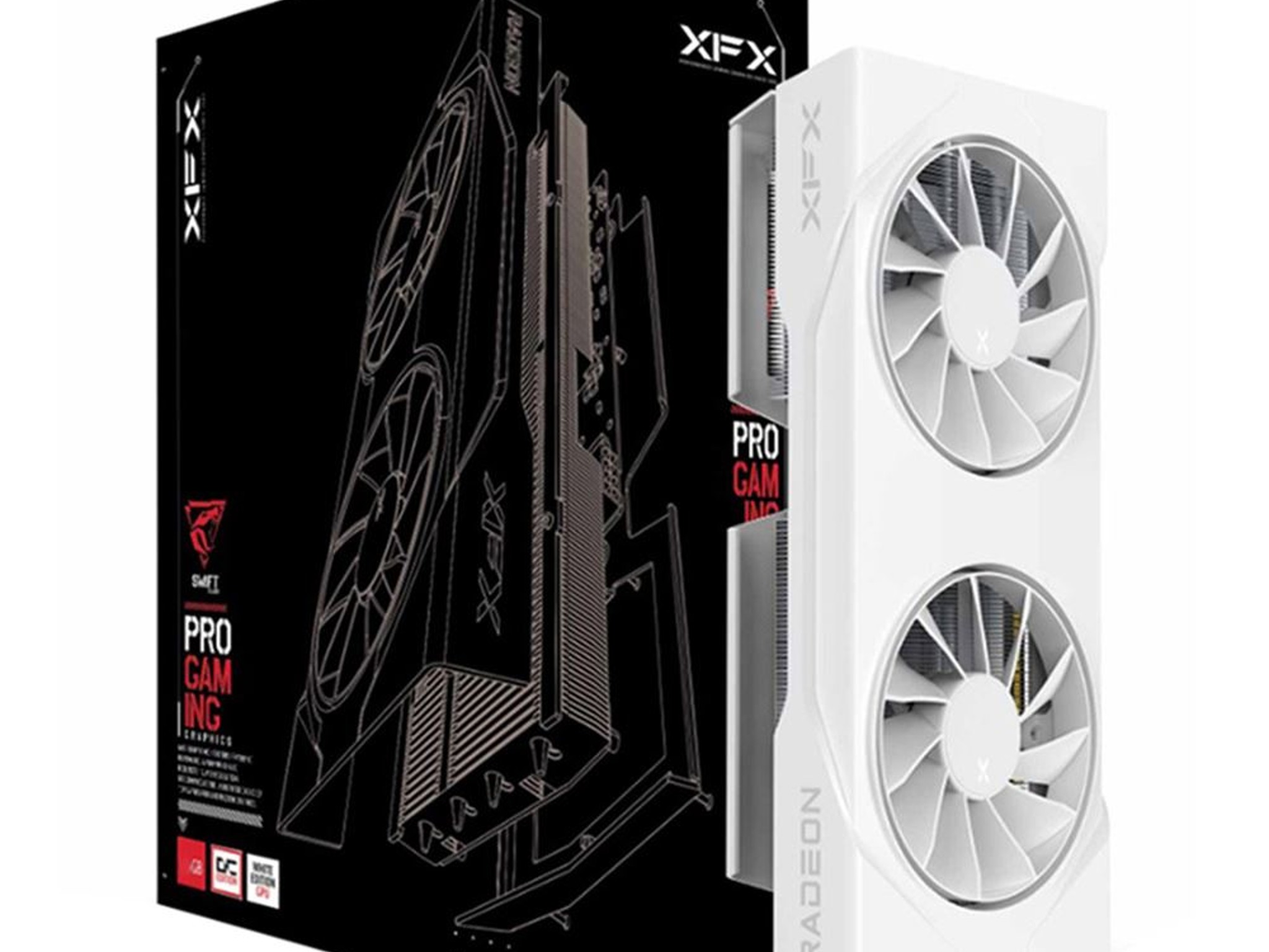 XFX AMD Radeon RX 9060 XT Swift White Overclocked Dual Fan 8GB GDDR6 PCIe 5.0 Graphics Card