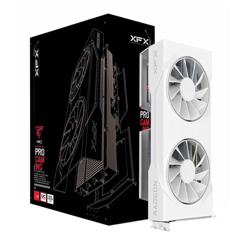 XFX AMD Radeon RX 9060 XT Swift White Overclocked Dual Fan 8GB GDDR6 PCIe 5.0 Graphics Card