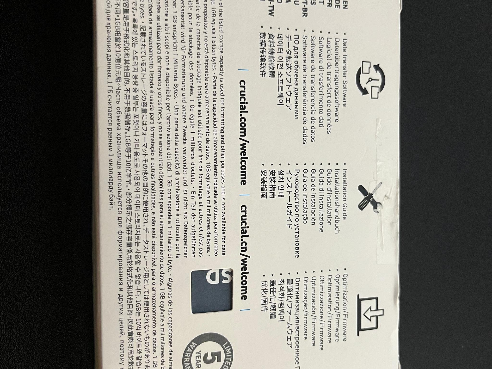 1 TB (1000 gb) Crucial Gen 3 NVME