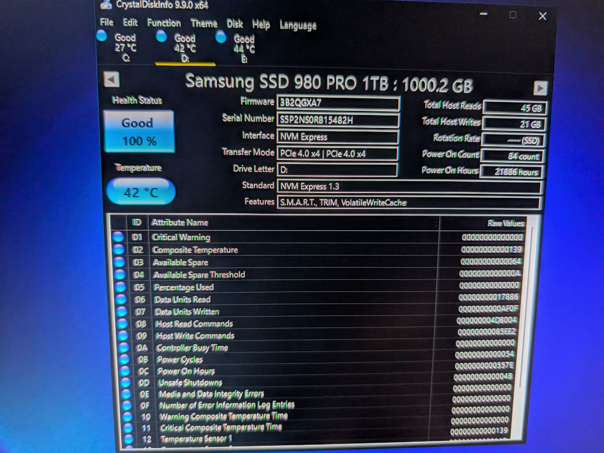 (x2) Samsung 980 Pro 1TB M.2 NVMe SSDs *100% Health*