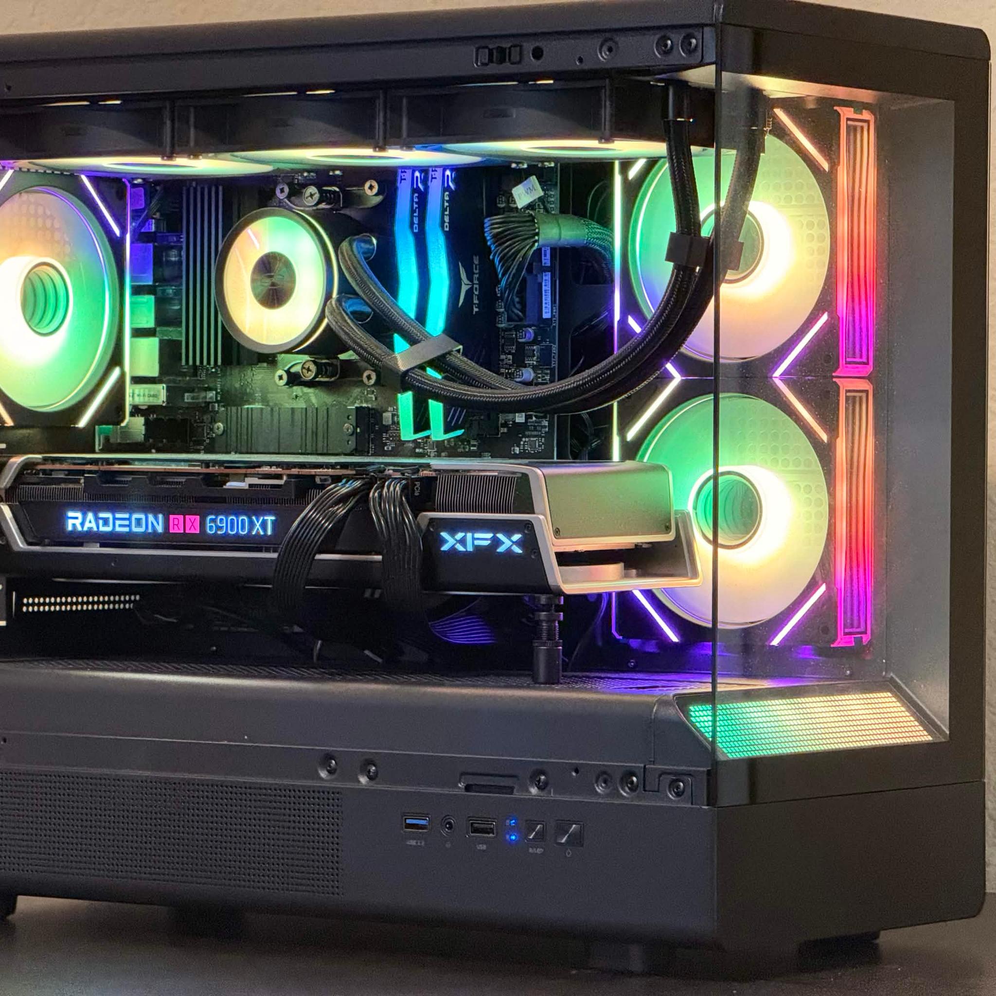 FREE SHIPPING 🖤 🌈 Black RGB Gaming PC | RX 6900 XT 16GB | Ryzen 7 5700x | 1TB SSD | 32 GB DDR4