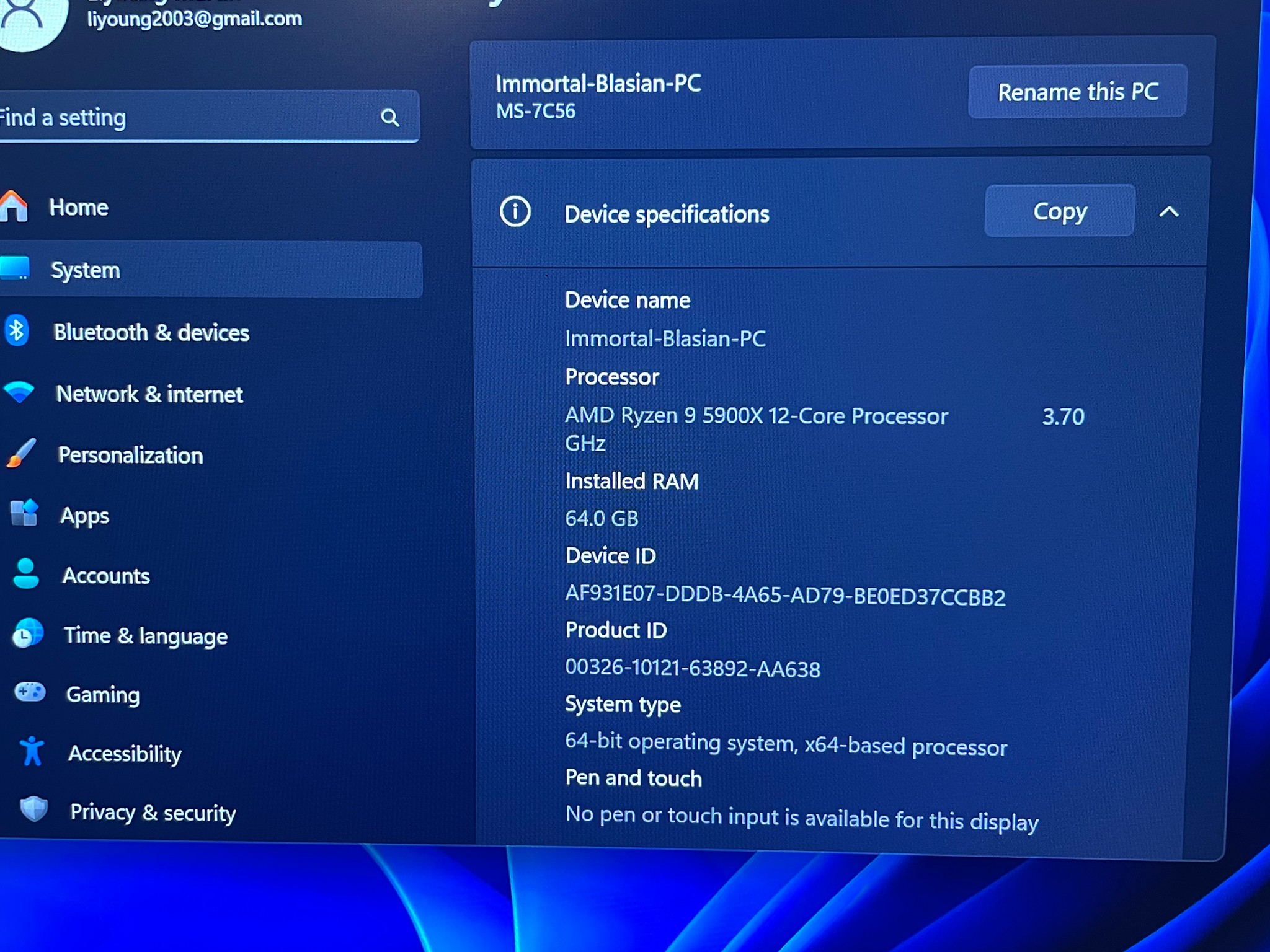 Gaming PC With 5900x (with cooler), 64GB of RAM, 1TB SSD, Wifi/Bluetooth Dongle (GPU NOT included)