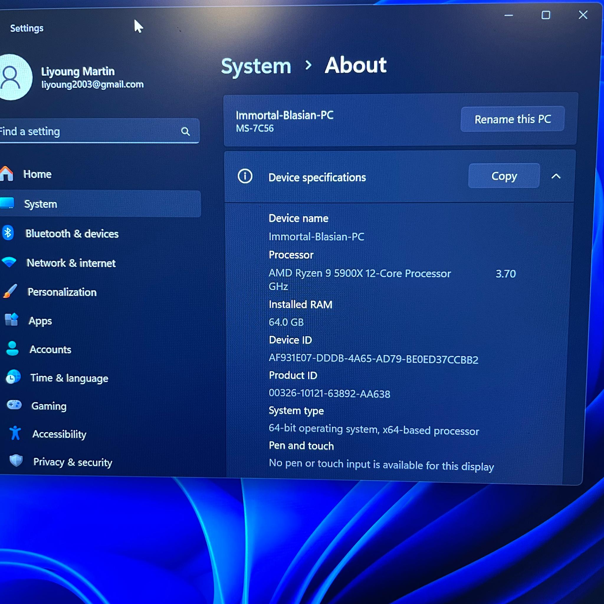Gaming PC With 5900x (with cooler), 64GB of RAM, 1TB SSD, Wifi/Bluetooth Dongle (GPU NOT included)