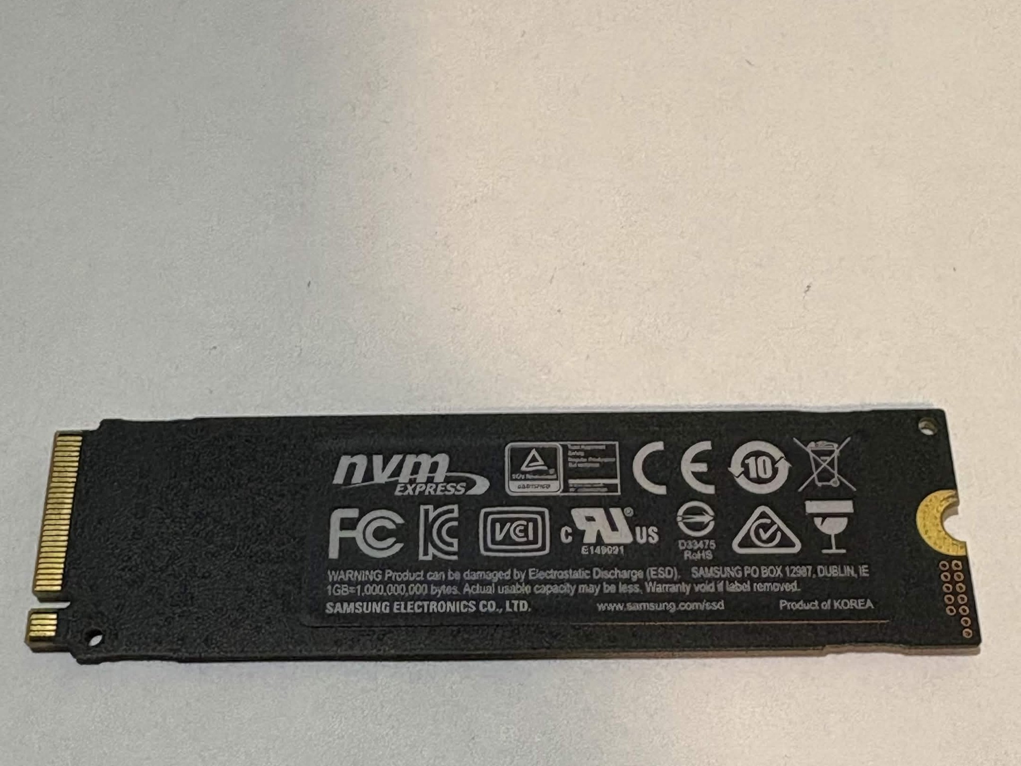 Samsung 970 EVO 1TB NVMe M.2 SSD – Tested – 100% Health – PCIe Gen3 x4